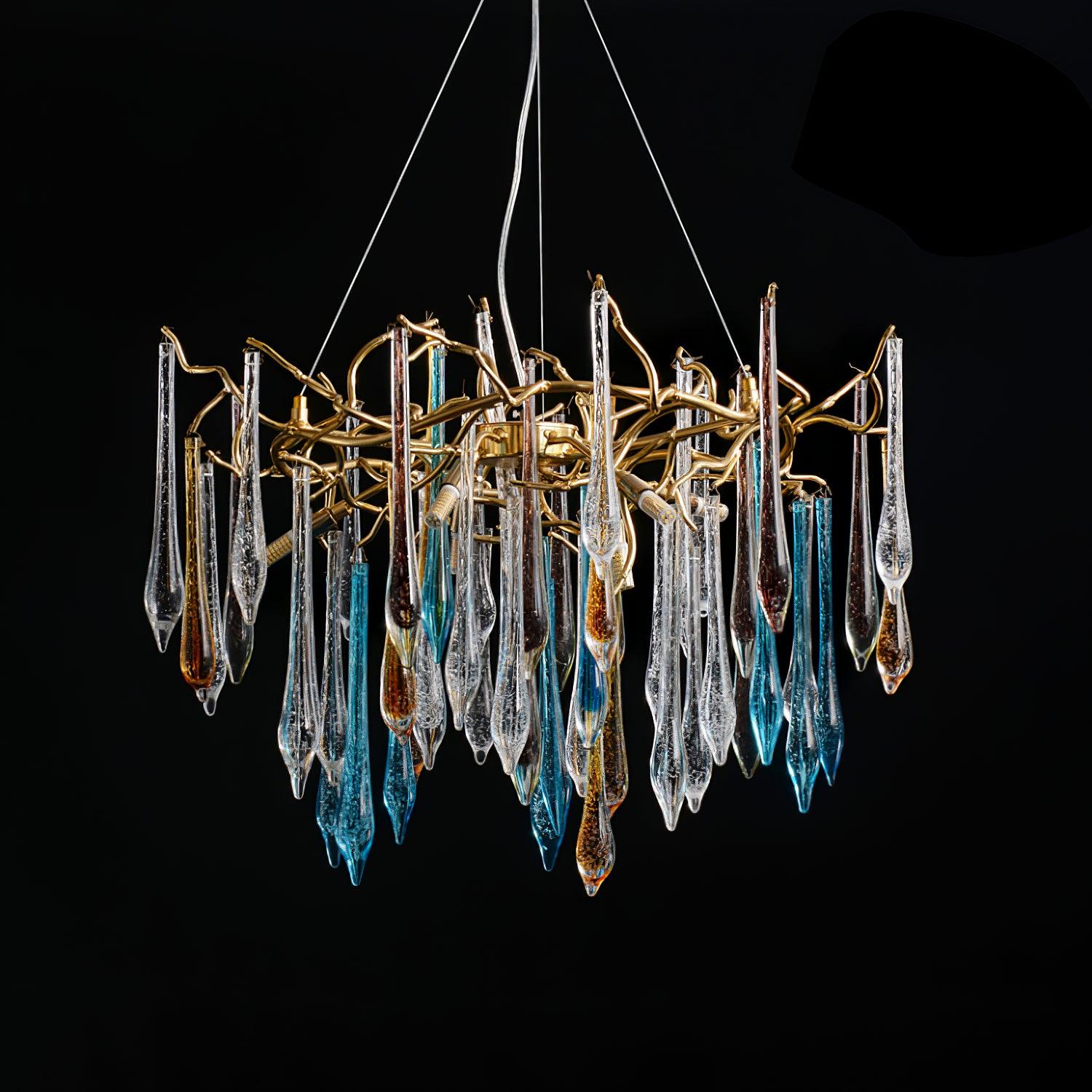 Gold Round Teardrop Chandelier - Lumpaz