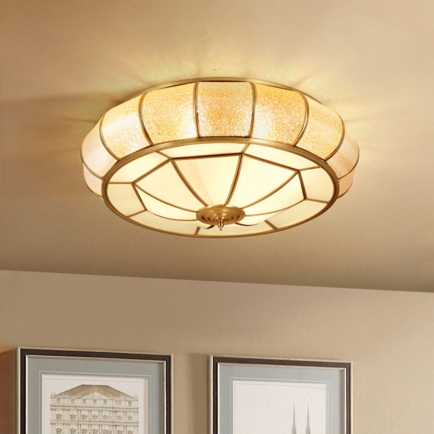 Colonial Glass Drum Ceiling Light - Lumpaz