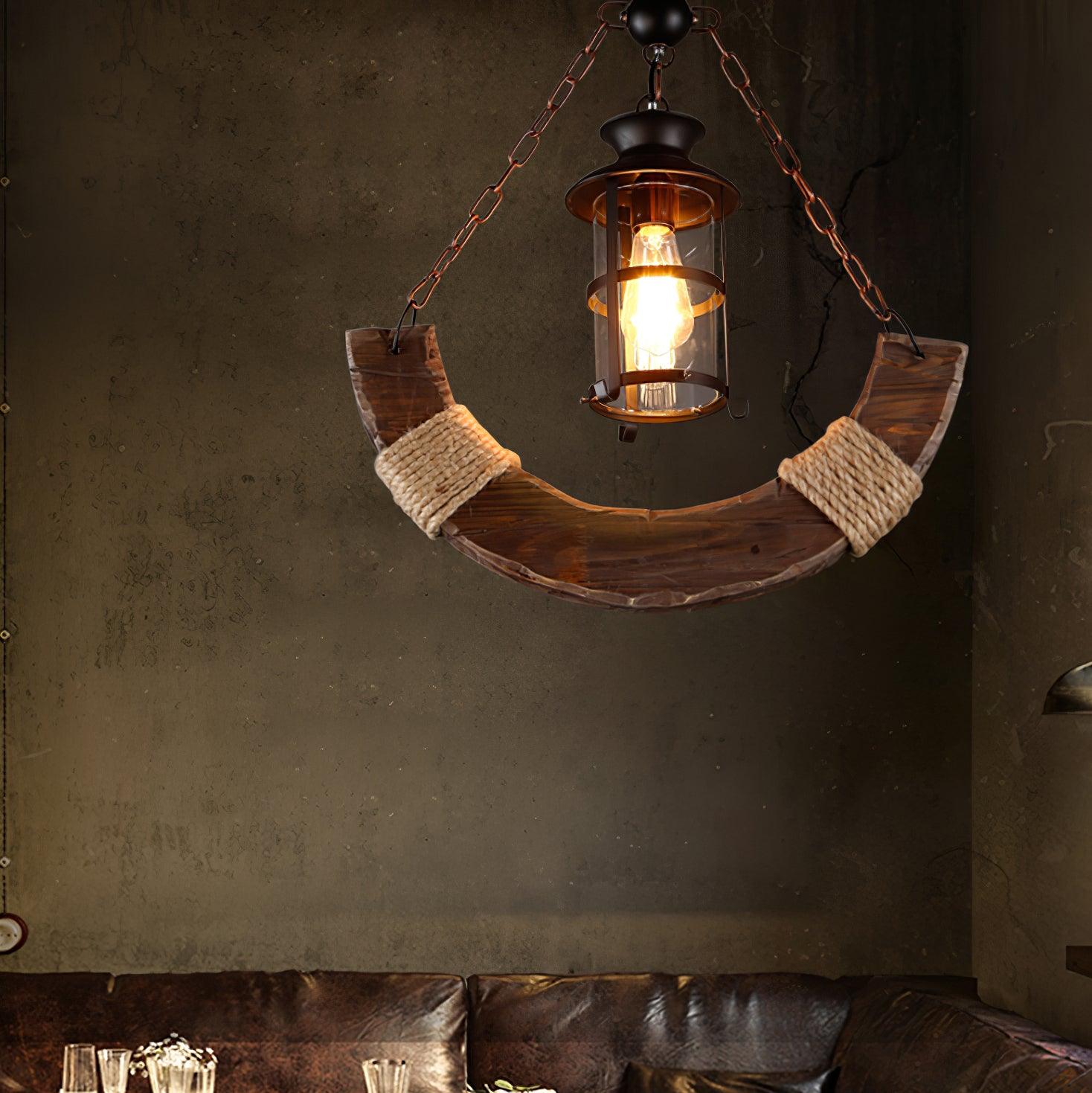 Nautical Industrial Style Wooden Chandelier - Lumpaz