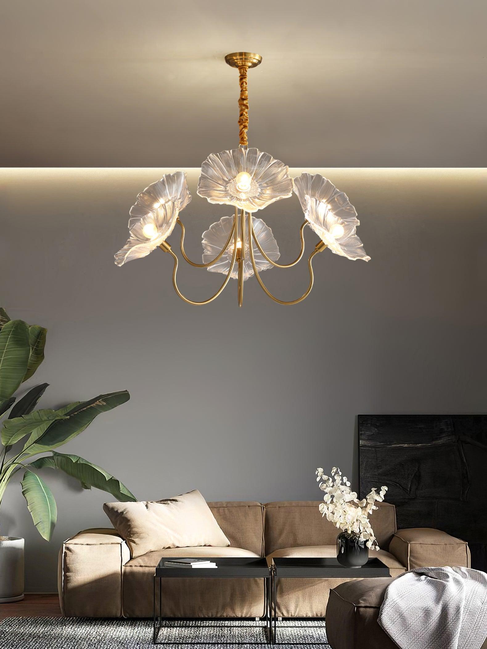 Lotus Leaf Glass Chandelier - Lumpaz