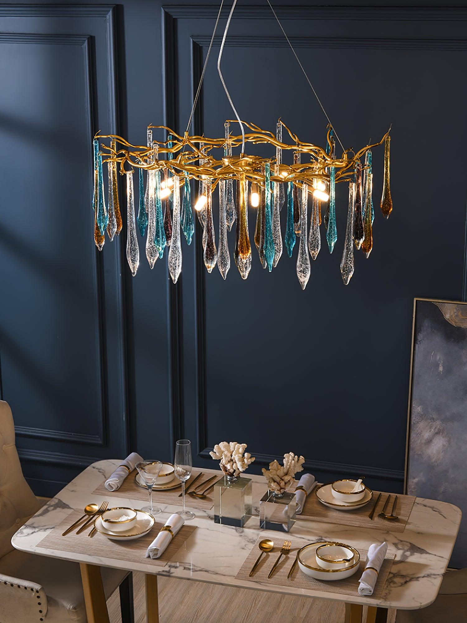 Gold Round Teardrop Chandelier - Lumpaz