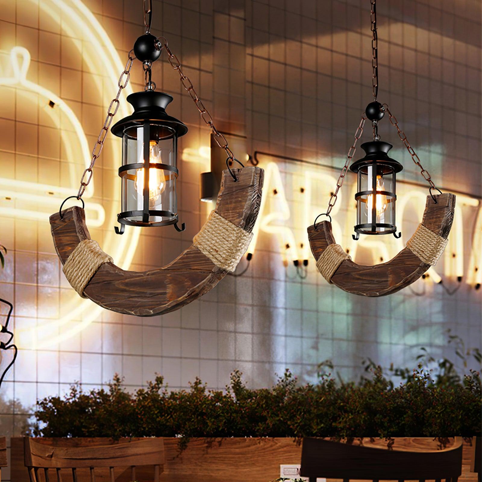 Nautical Industrial Style Wooden Chandelier - Lumpaz