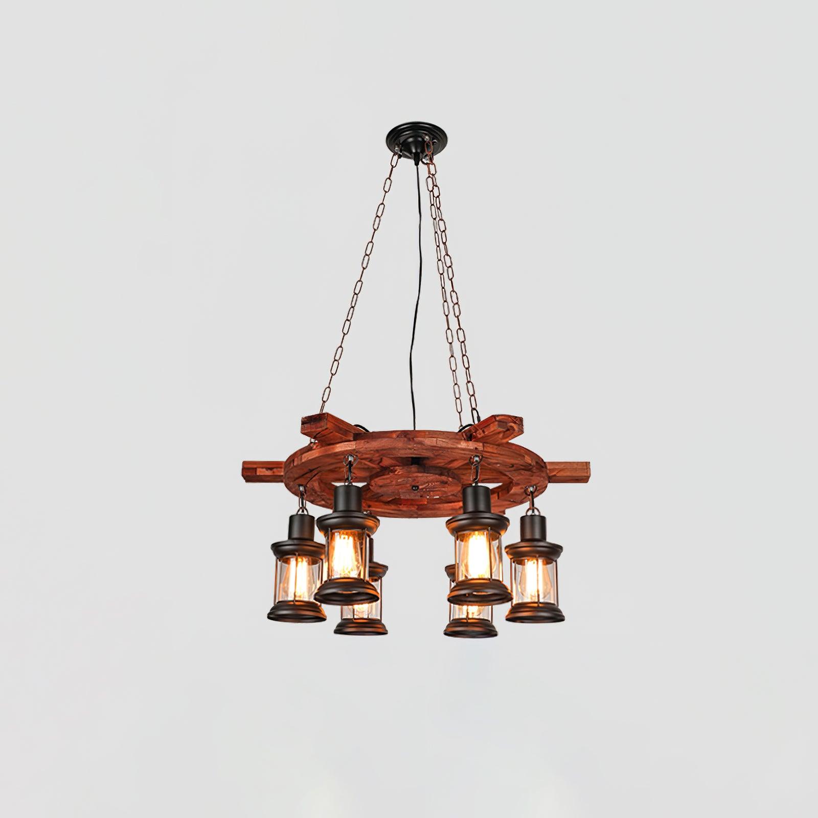 Nautical Industrial Style Wooden Chandelier - Lumpaz