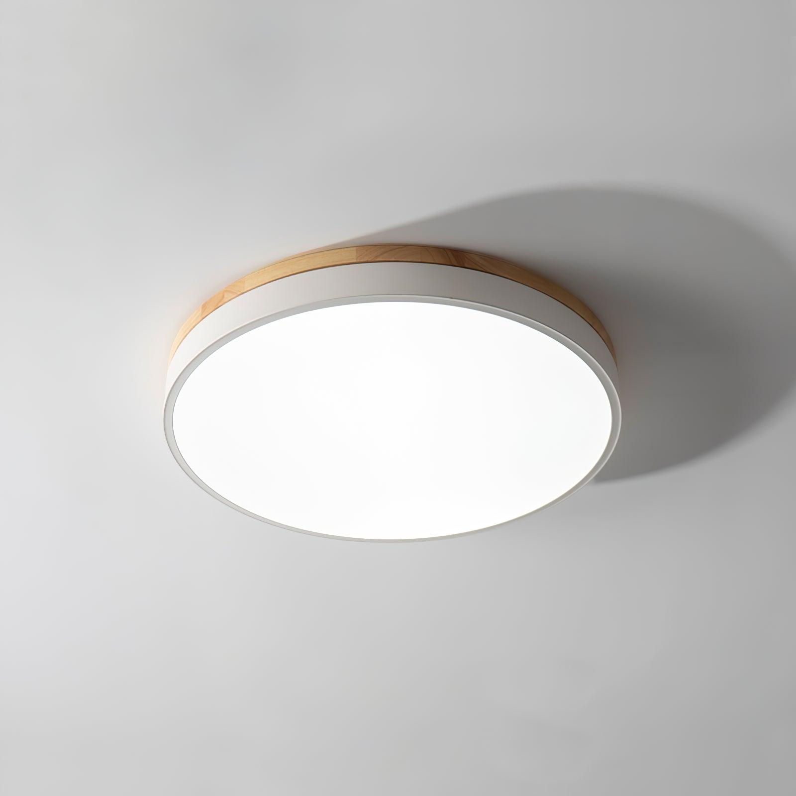 White Round Wooden Ceiling Lamp - Lumpaz