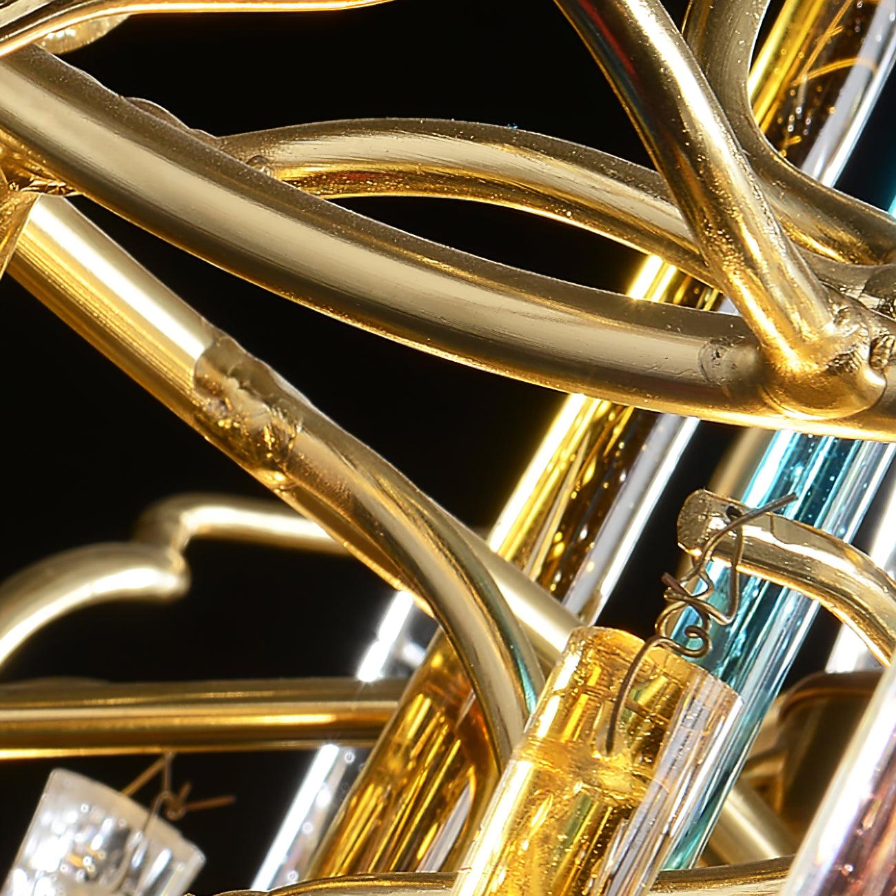 Gold Round Teardrop Chandelier - Lumpaz