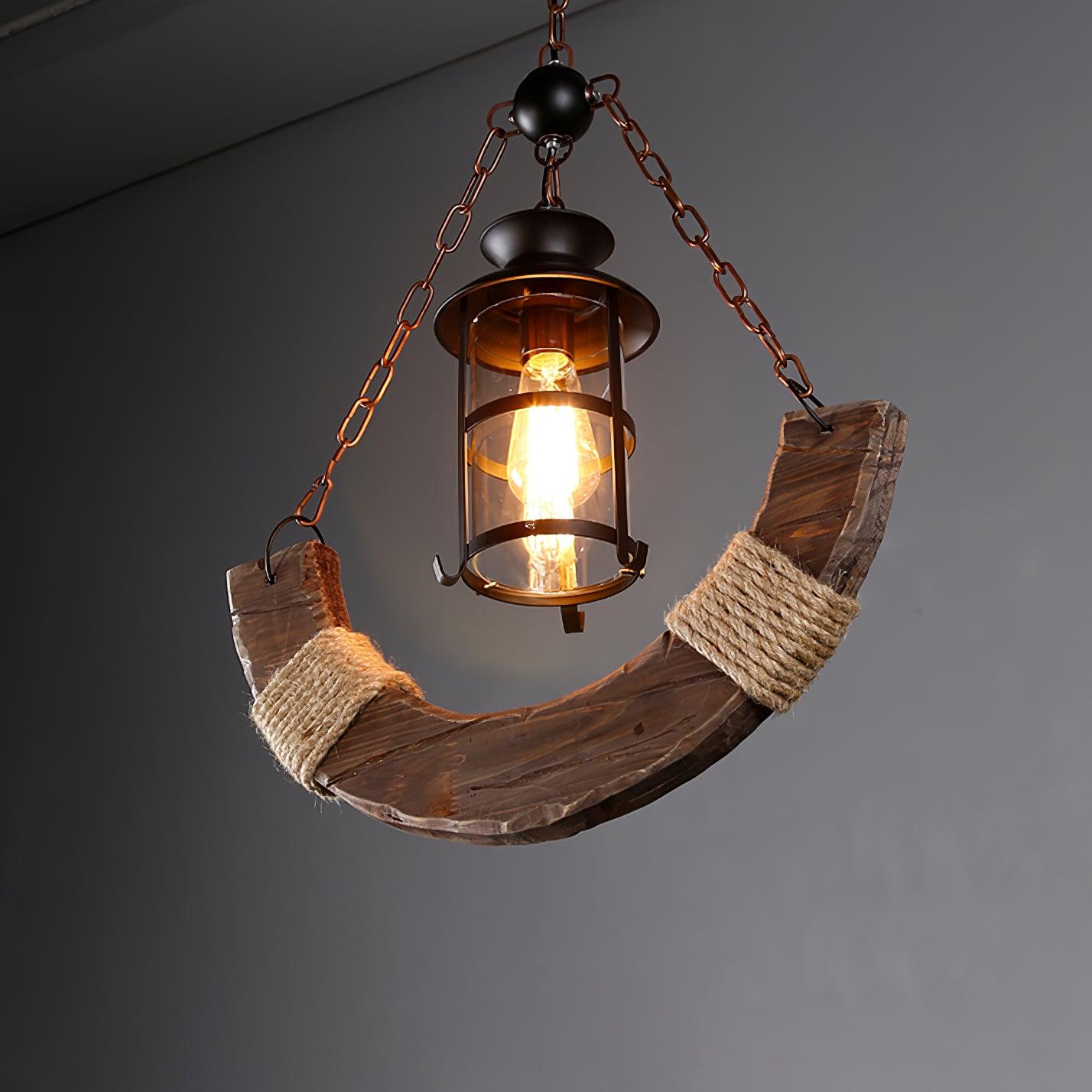 Nautical Industrial Style Wooden Chandelier - Lumpaz