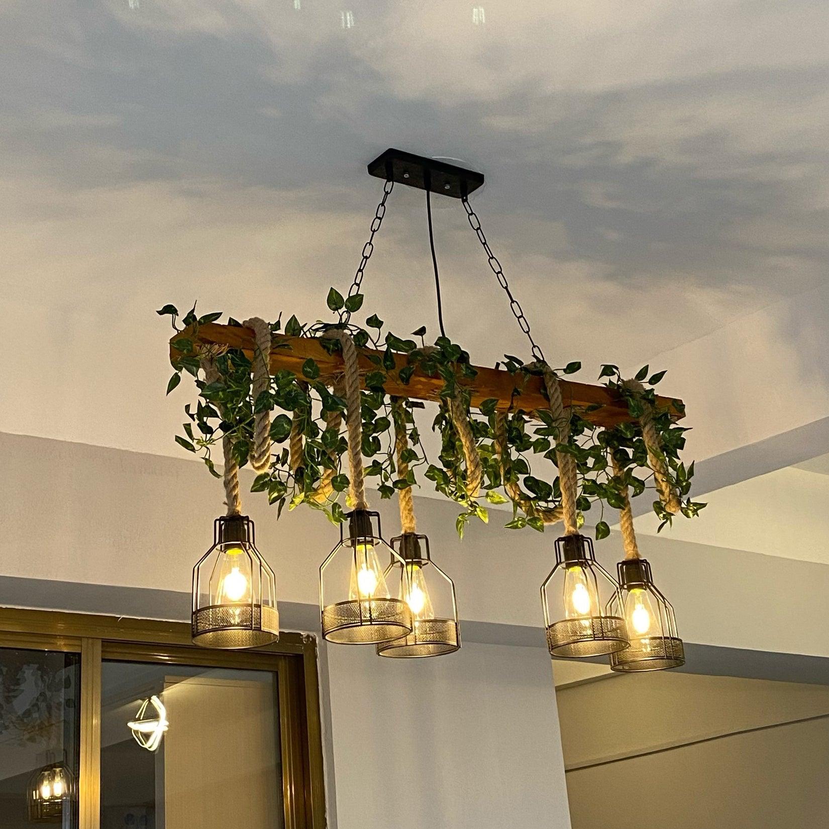Rustic Wooden Chandelier - Lumpaz