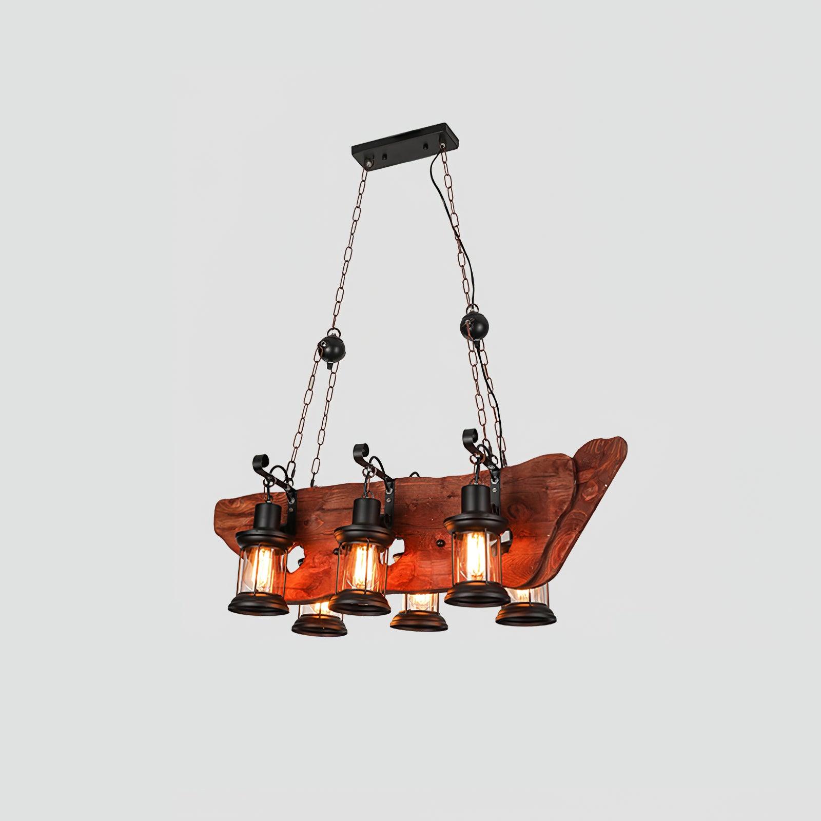 Nautical Industrial Style Wooden Chandelier - Lumpaz