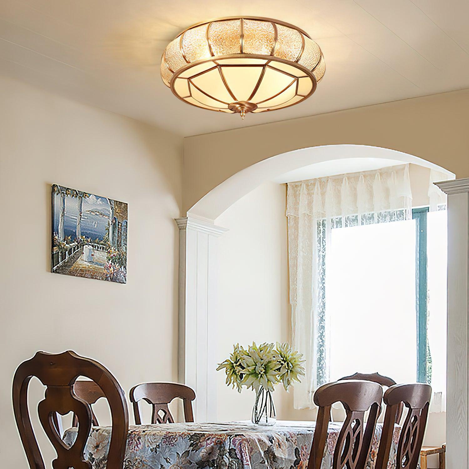 Colonial Glass Drum Ceiling Light - Lumpaz
