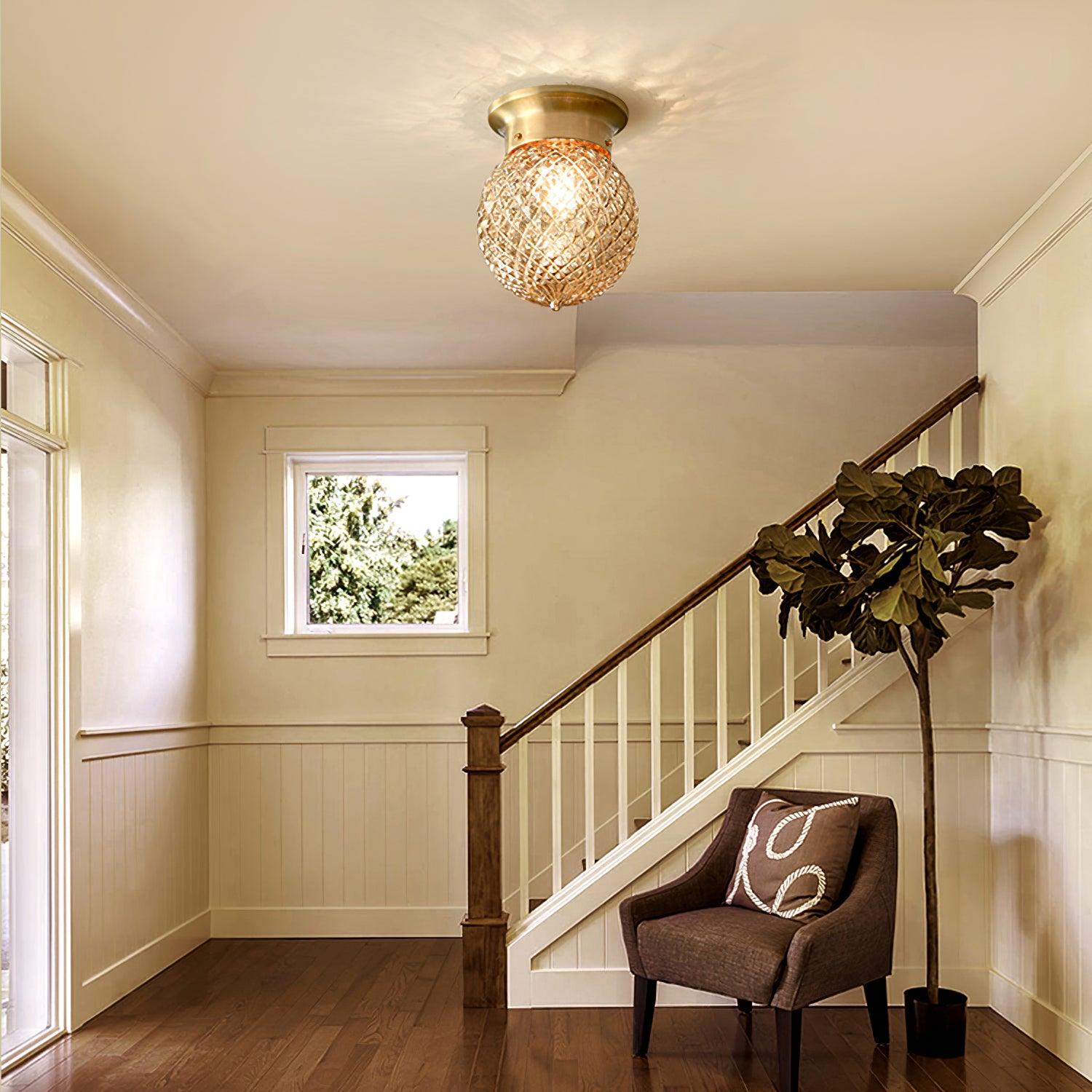 Reeded Globe Flush Ceiling Light - Lumpaz