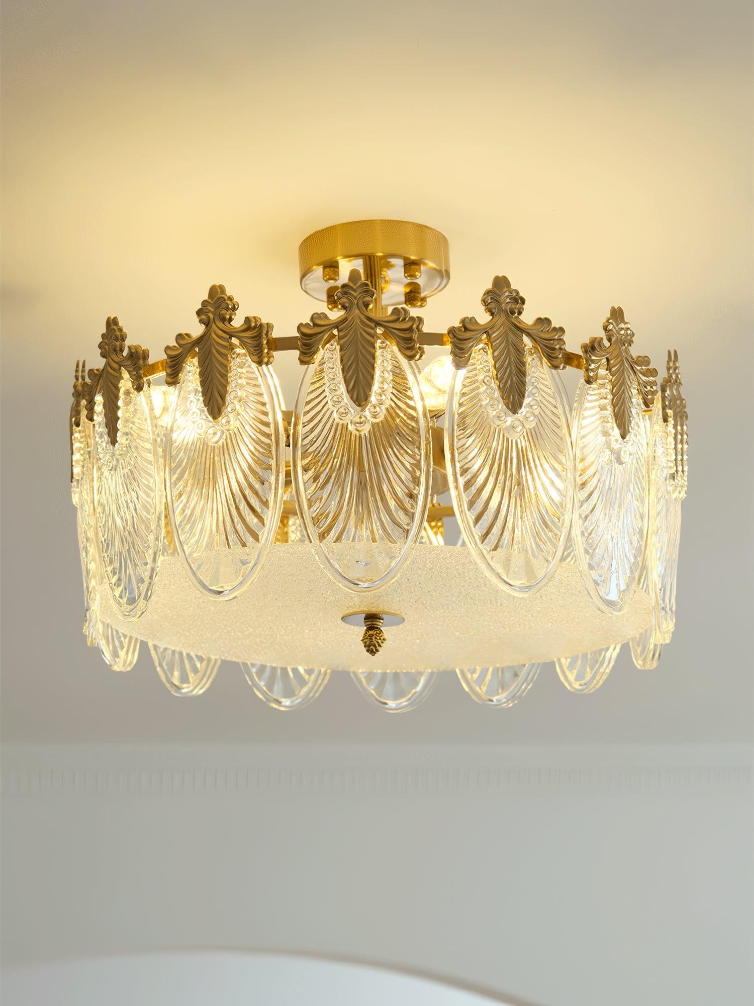 Decorative Pattern Glass Round Chandelier - Lumpaz