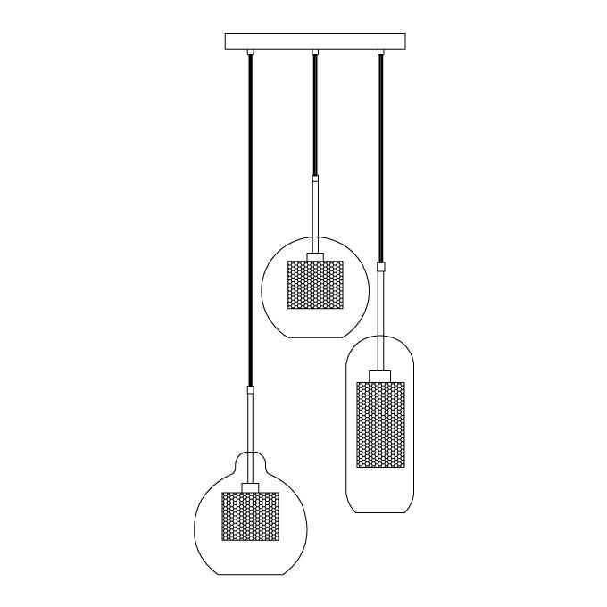 Combined Chiswick Glass Pendant Light - Lumpaz