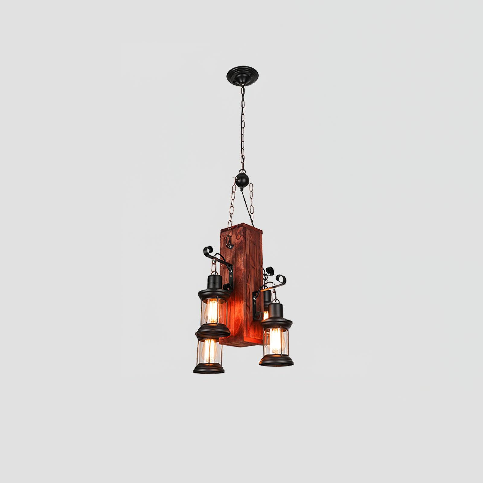 Nautical Industrial Style Wooden Chandelier - Lumpaz