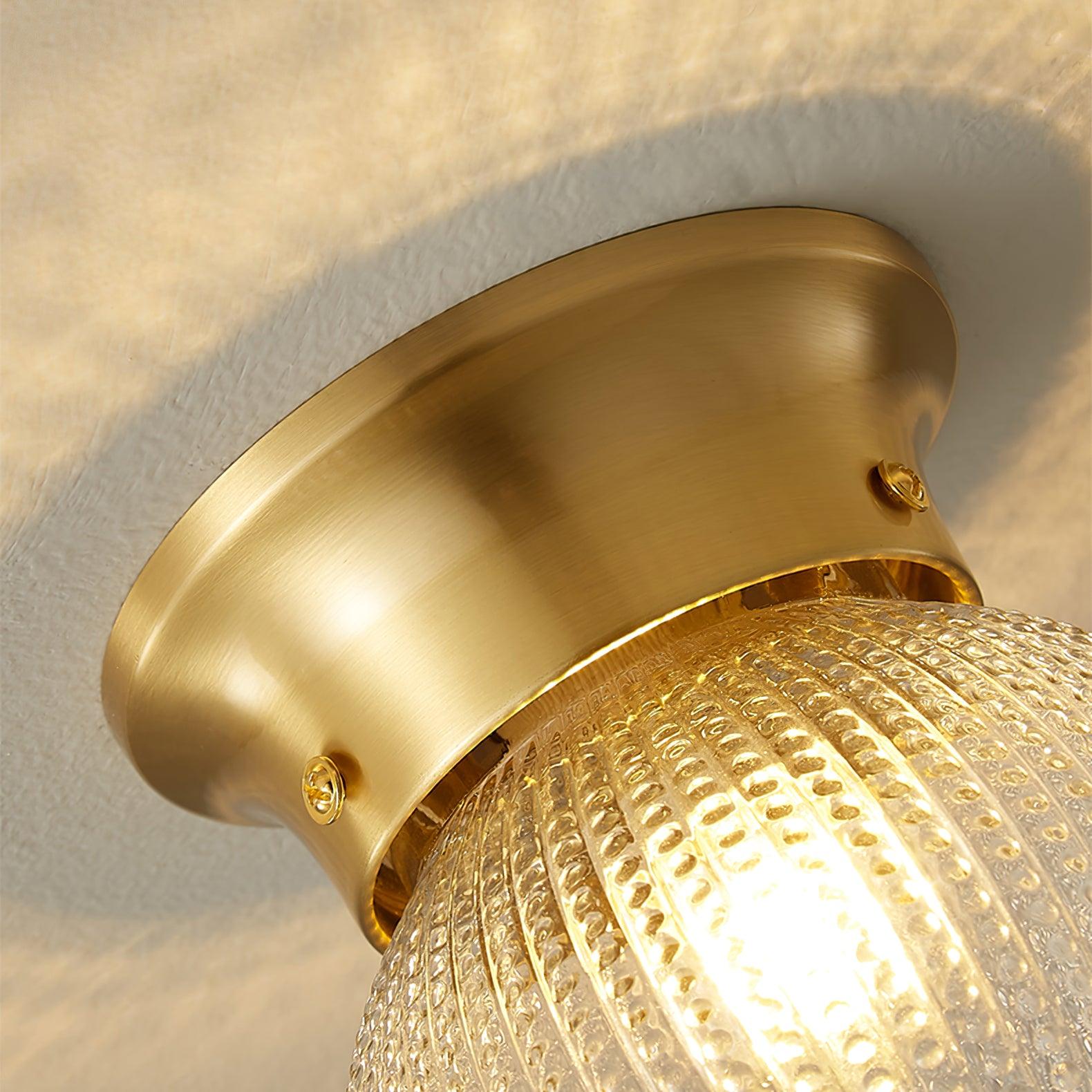 Reeded Globe Flush Ceiling Light - Lumpaz