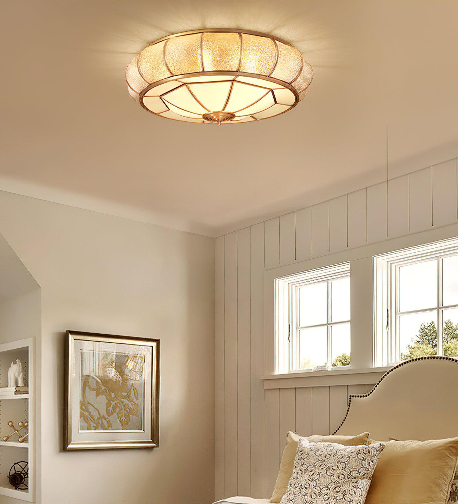 Colonial Glass Drum Ceiling Light - Lumpaz