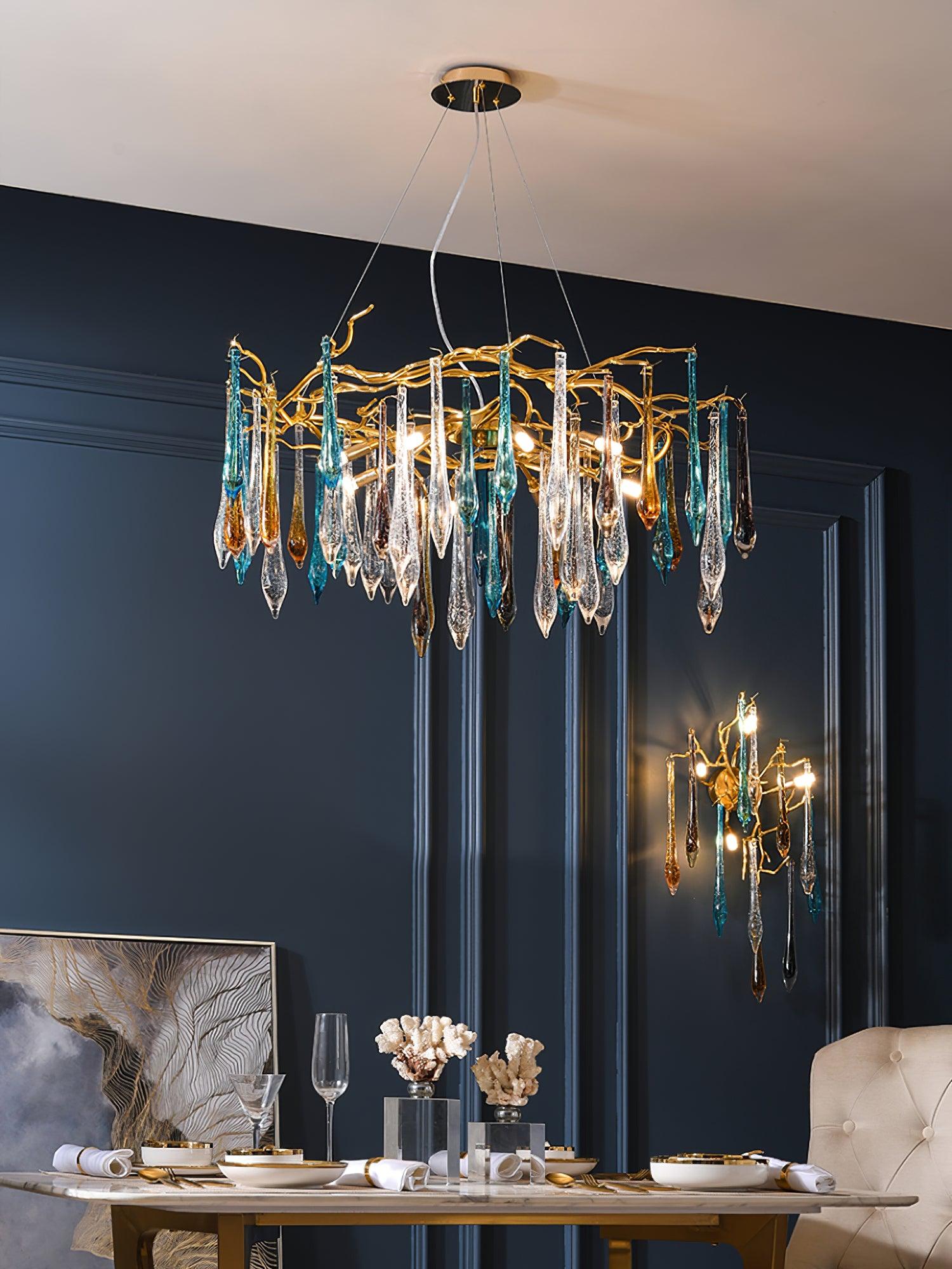Gold Round Teardrop Chandelier - Lumpaz