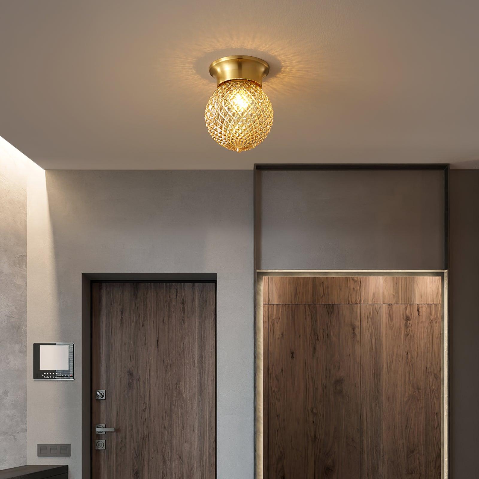 Reeded Globe Flush Ceiling Light - Lumpaz