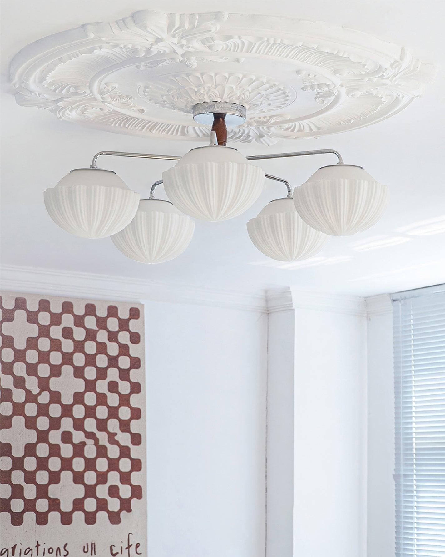 Ribbed Walnut Ceiling Lamp - Lumpaz