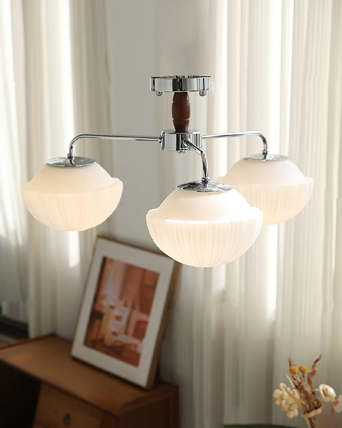 Ribbed Walnut Ceiling Lamp - Lumpaz