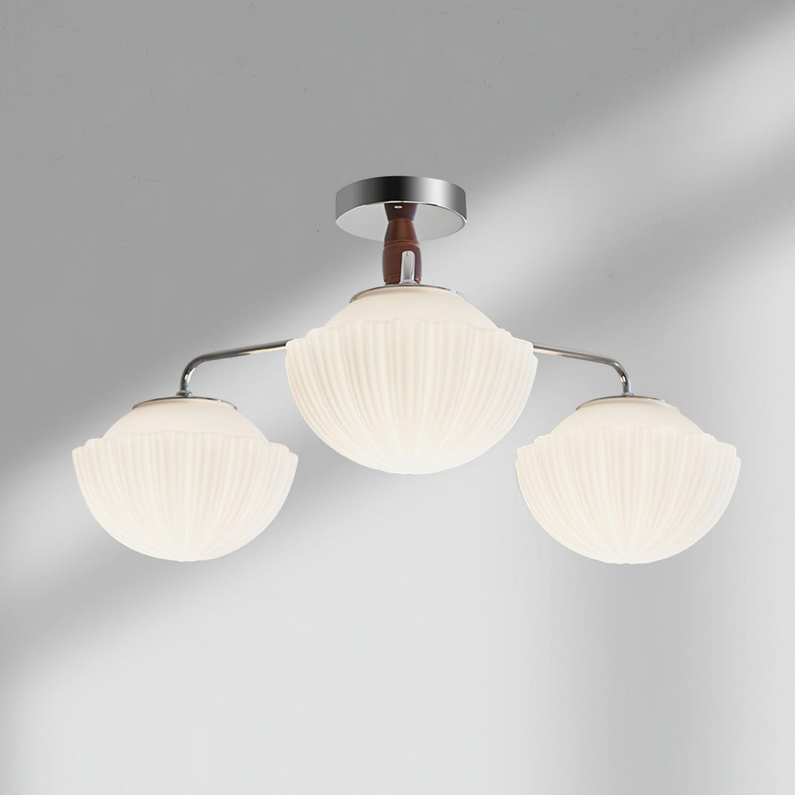 Ribbed Walnut Ceiling Lamp - Lumpaz