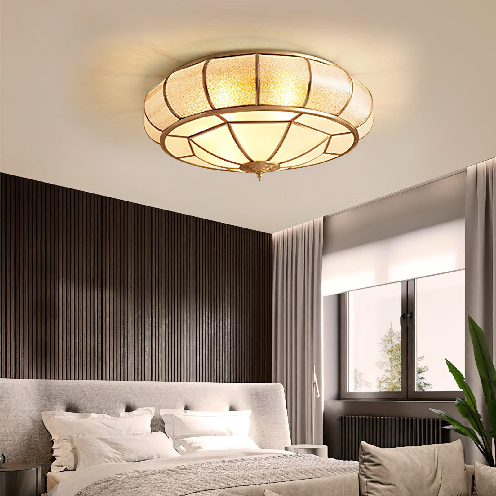 Colonial Glass Drum Ceiling Light - Lumpaz