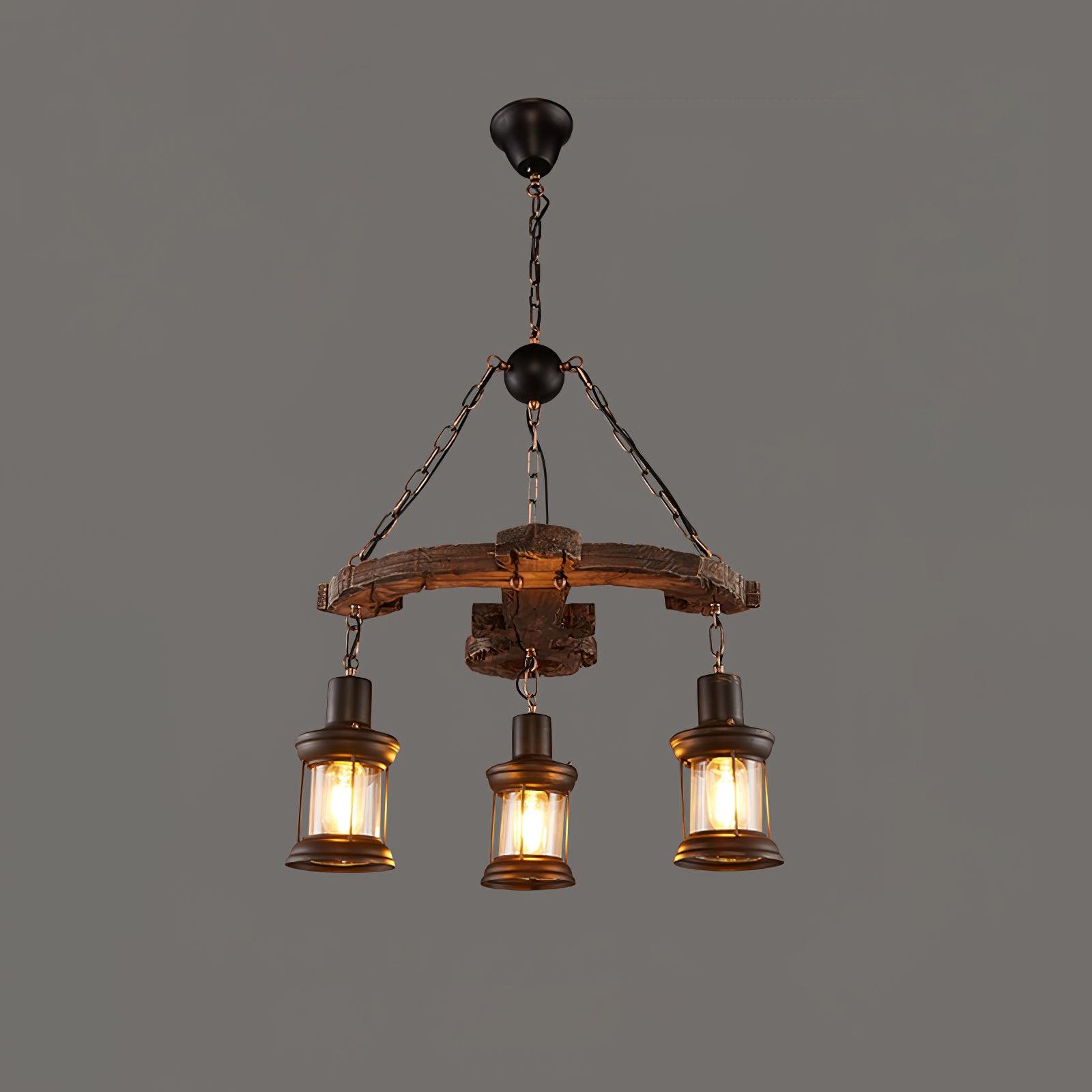 Nautical Industrial Style Wooden Chandelier - Lumpaz