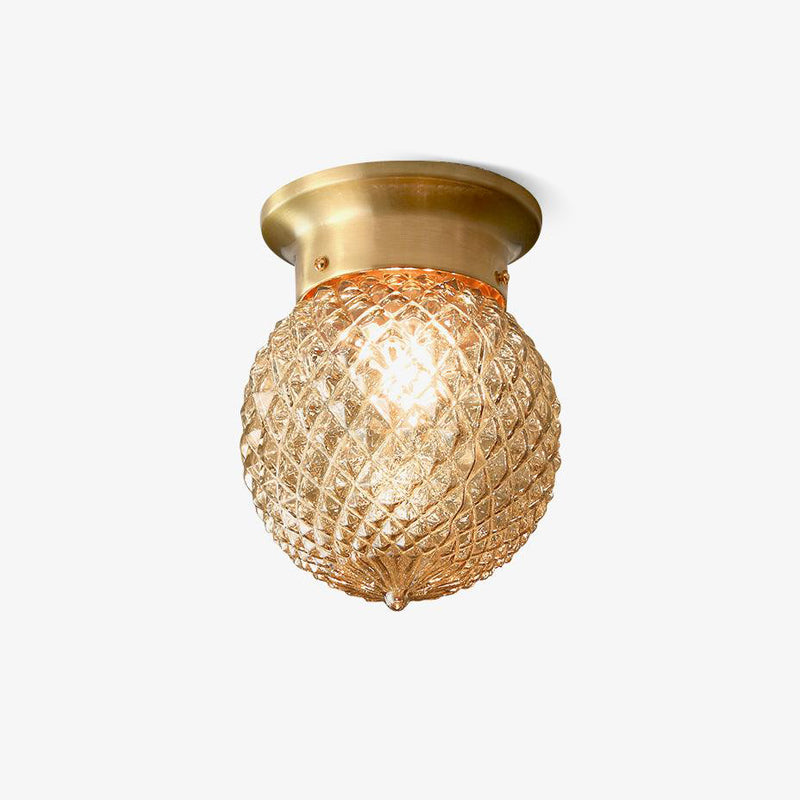 Reeded Globe Flush Ceiling Light - Lumpaz