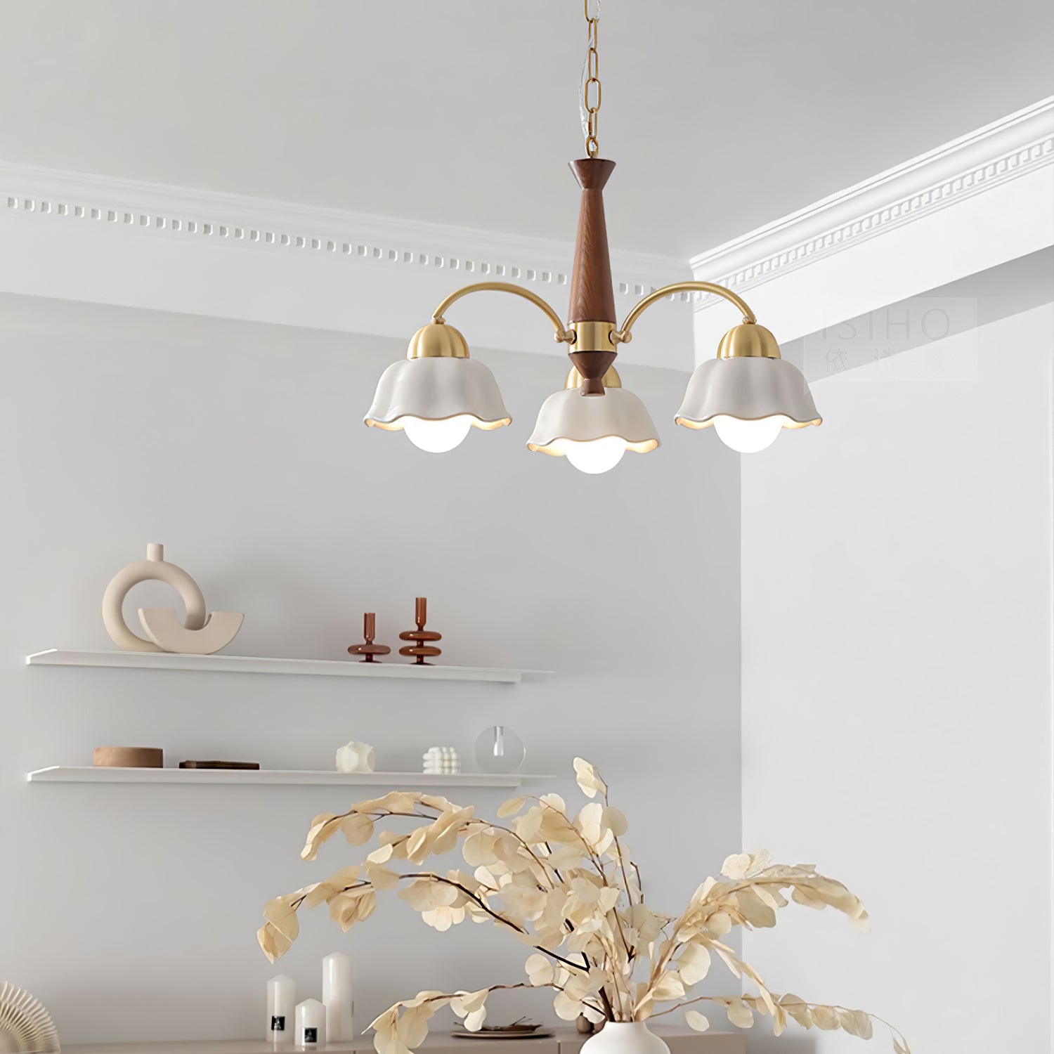 Swedish Modern Brass Chandelier - Lumpaz