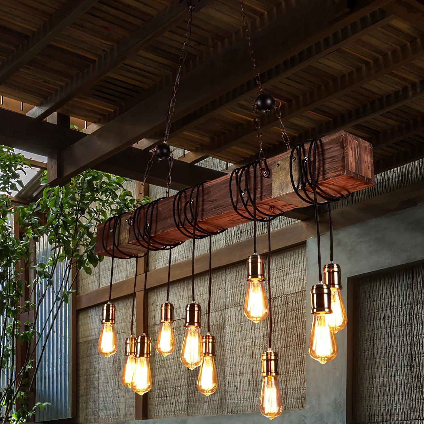 Wood Hanging Multi Chandelier - Lumpaz