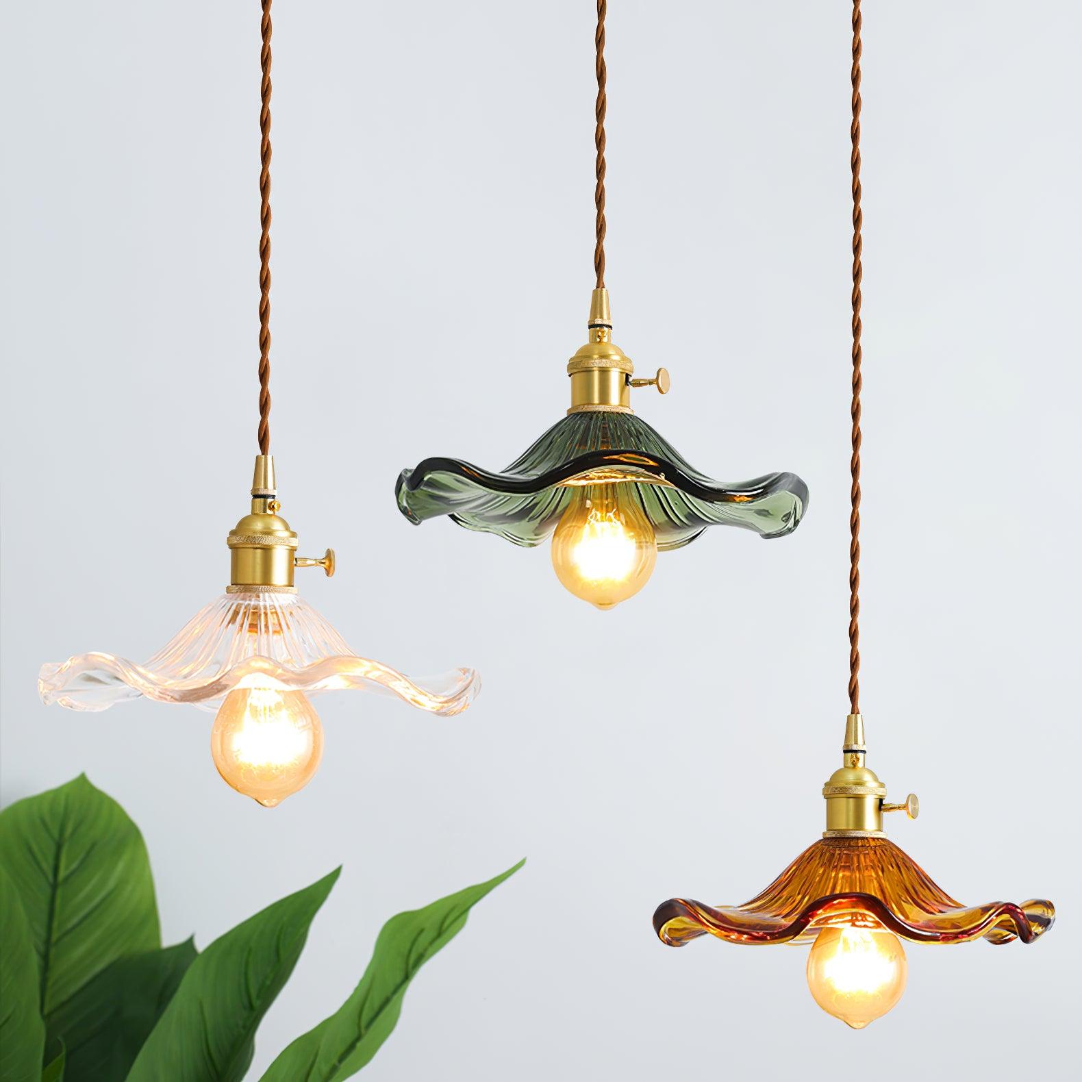 Glass Hibiscus Flower Pendant Light - Lumpaz