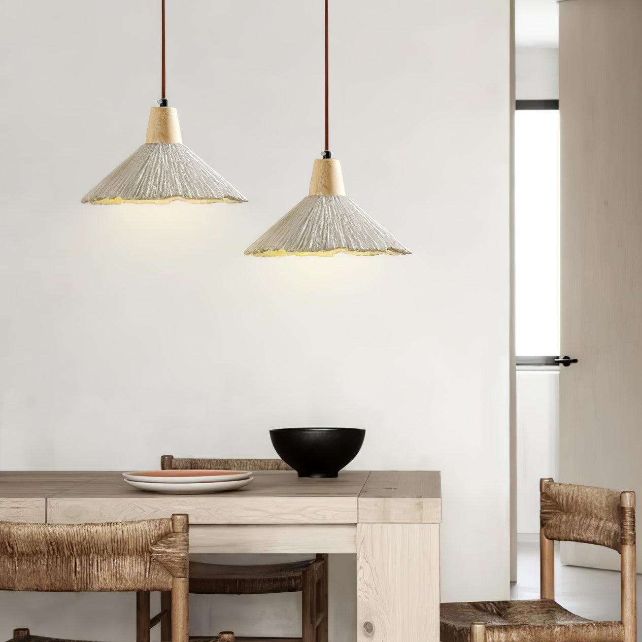 Concrete Pleated Pendant Lamp - Lumpaz