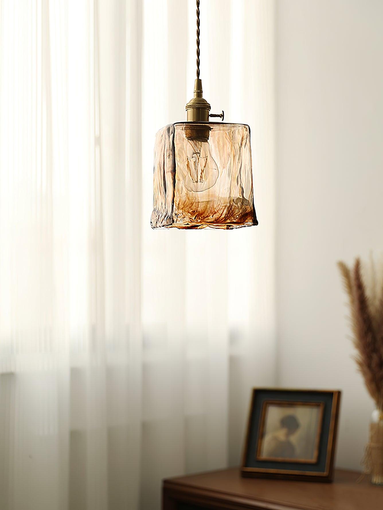 Vintage Brown Glass Pendant Light - Lumpaz