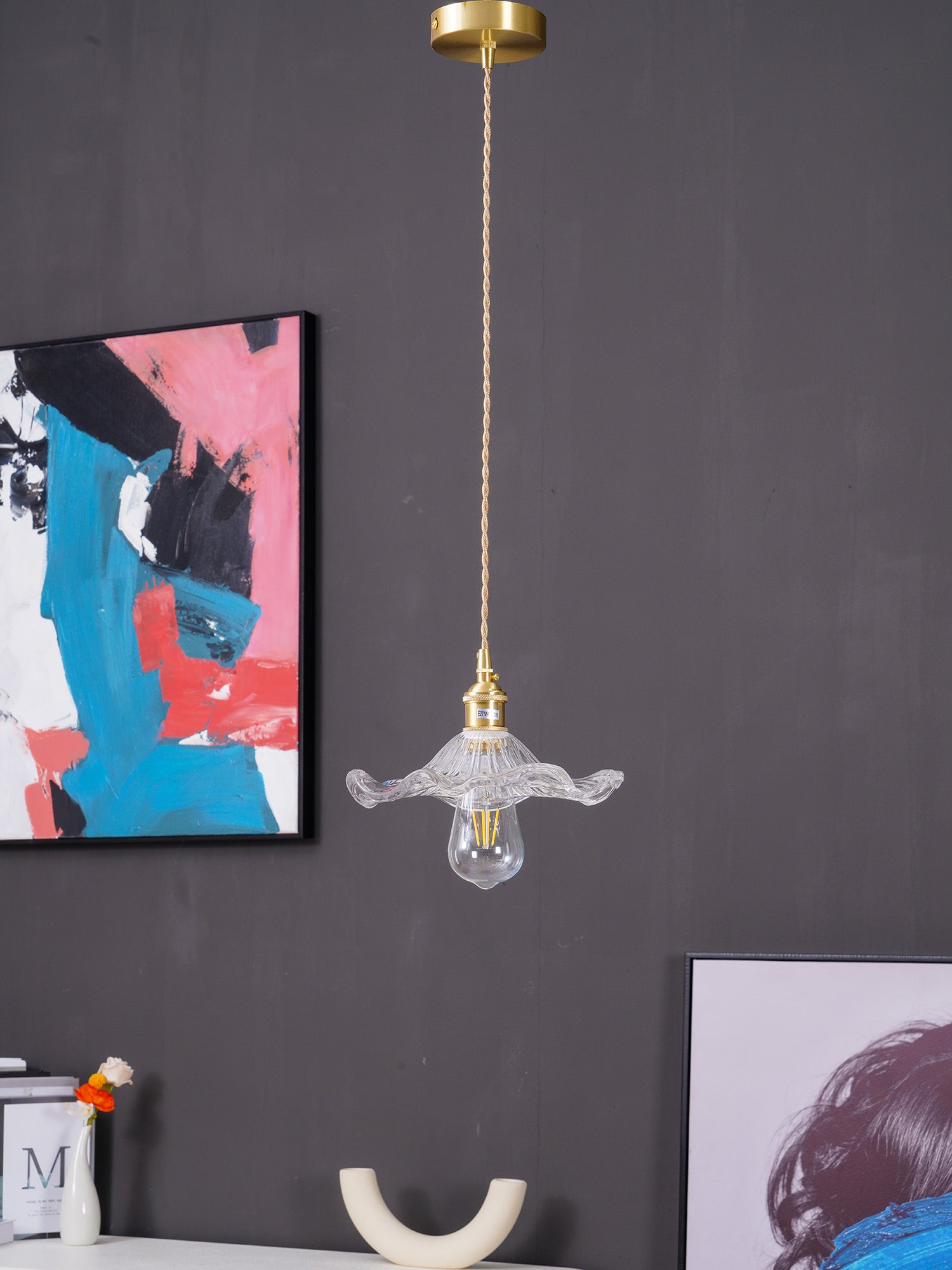 Glass Hibiscus Flower Pendant Light - Lumpaz