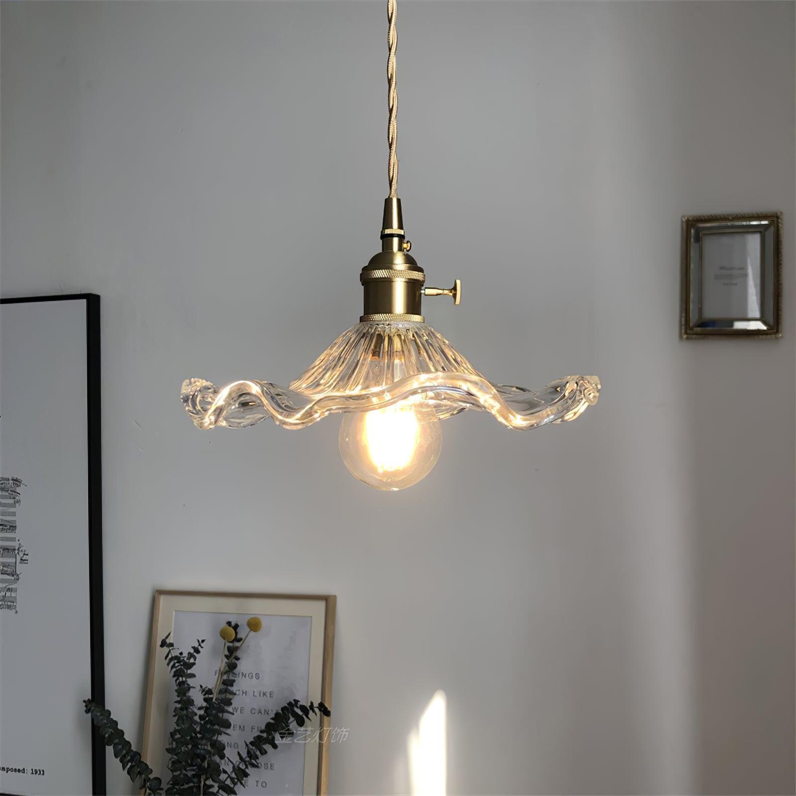 Glass Hibiscus Flower Pendant Light - Lumpaz