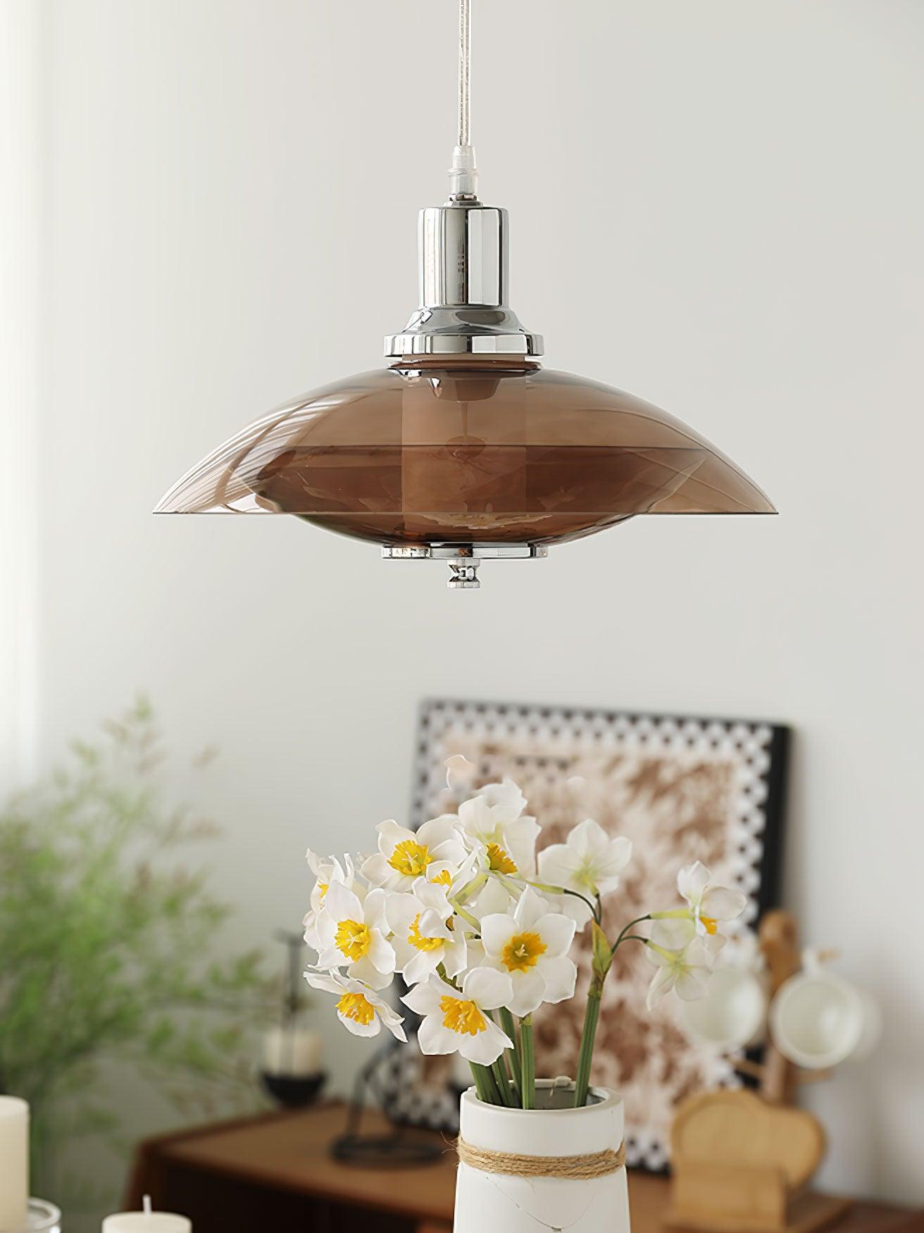 Flying Saucer Chrome Pendant Light - Lumpaz