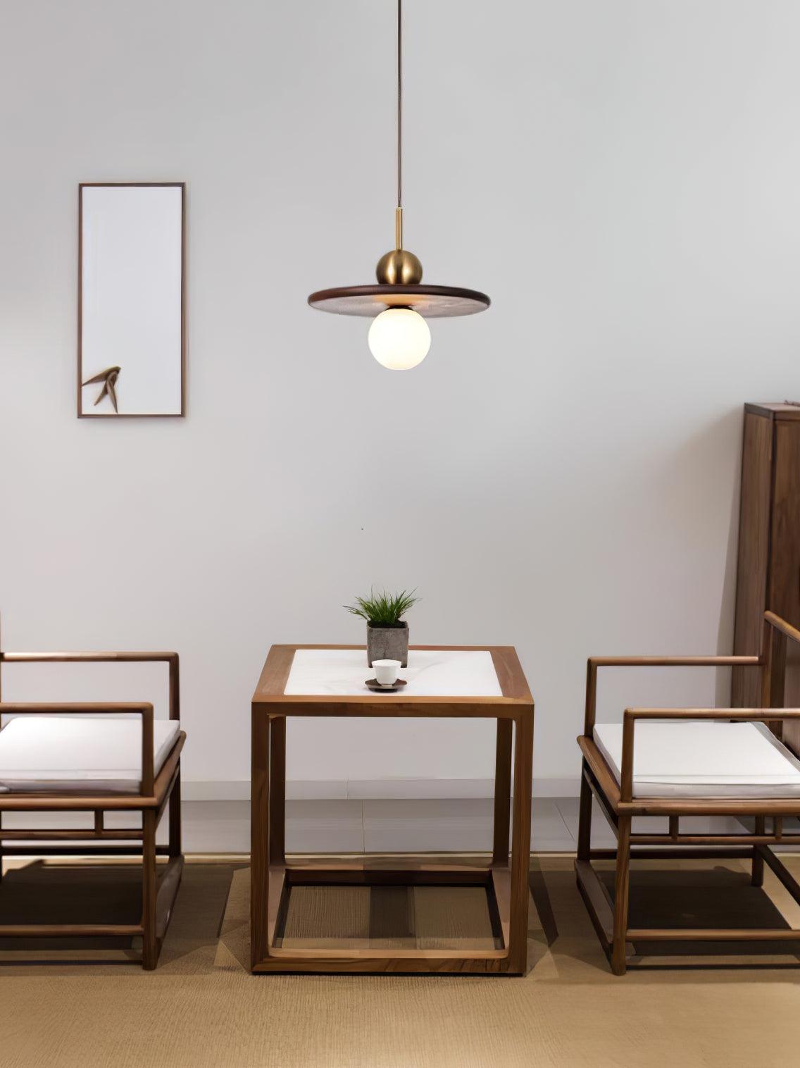 Flying Saucer Walnut Pendant Lamp - Lumpaz