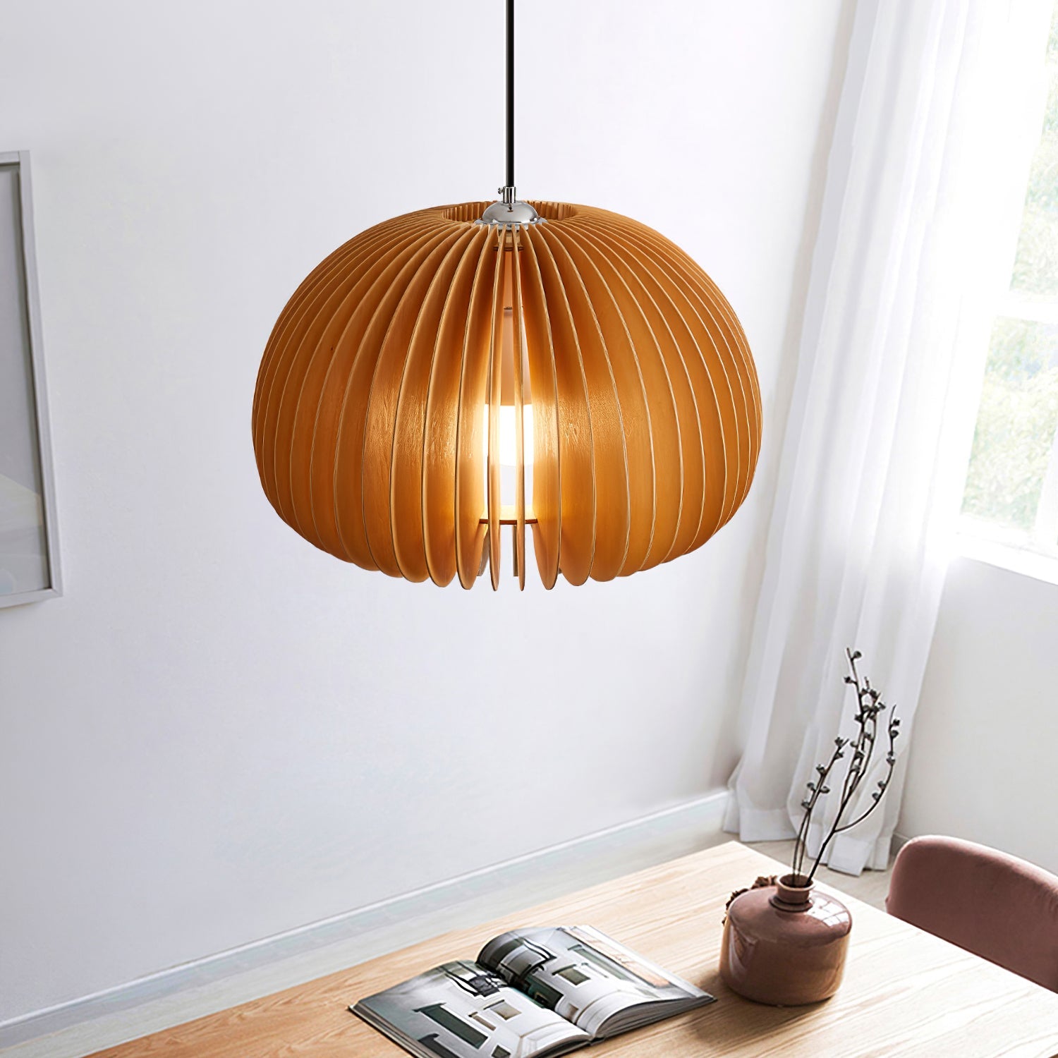 Wooden Pumpkin Pendant Lamp - Lumpaz