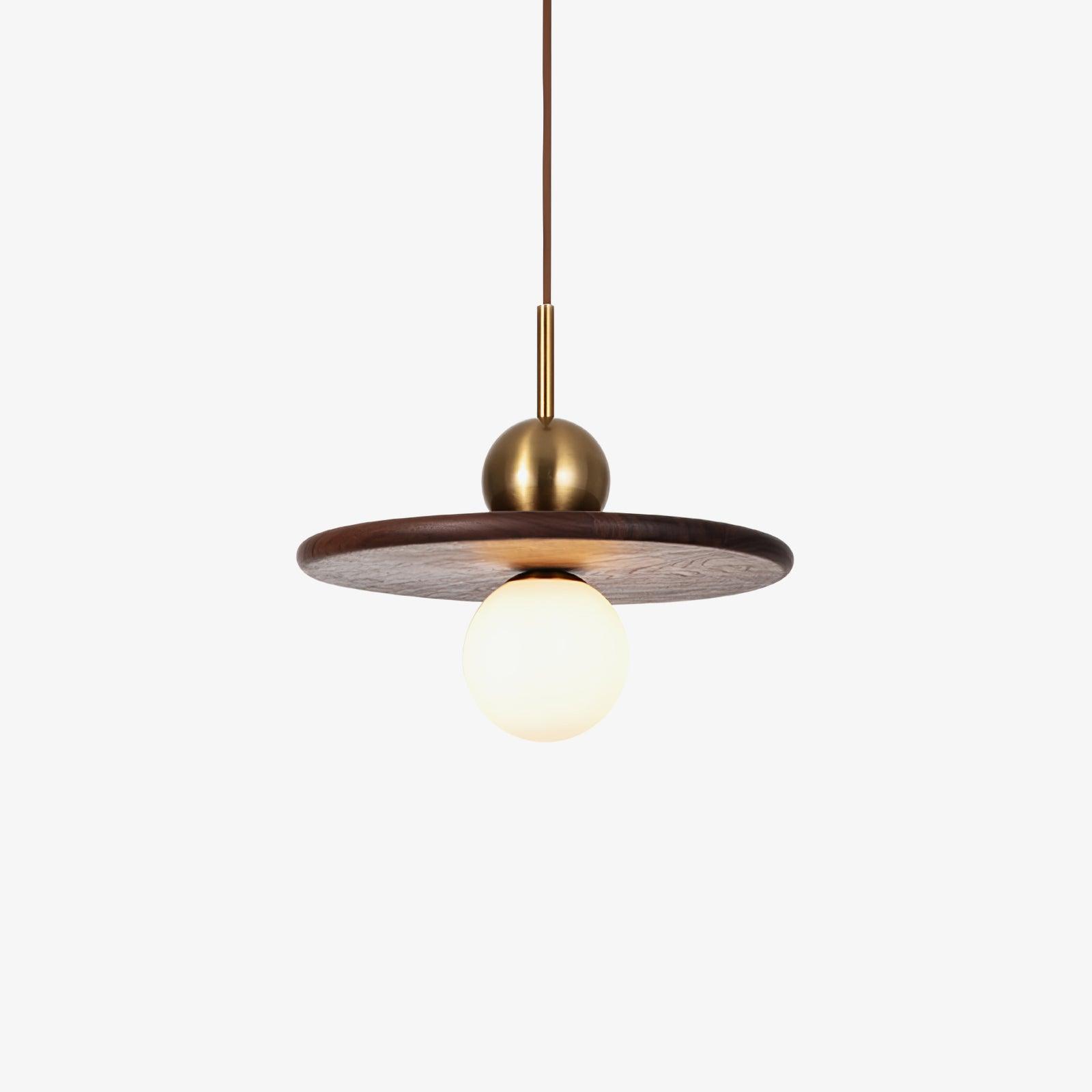Flying Saucer Walnut Pendant Lamp - Lumpaz