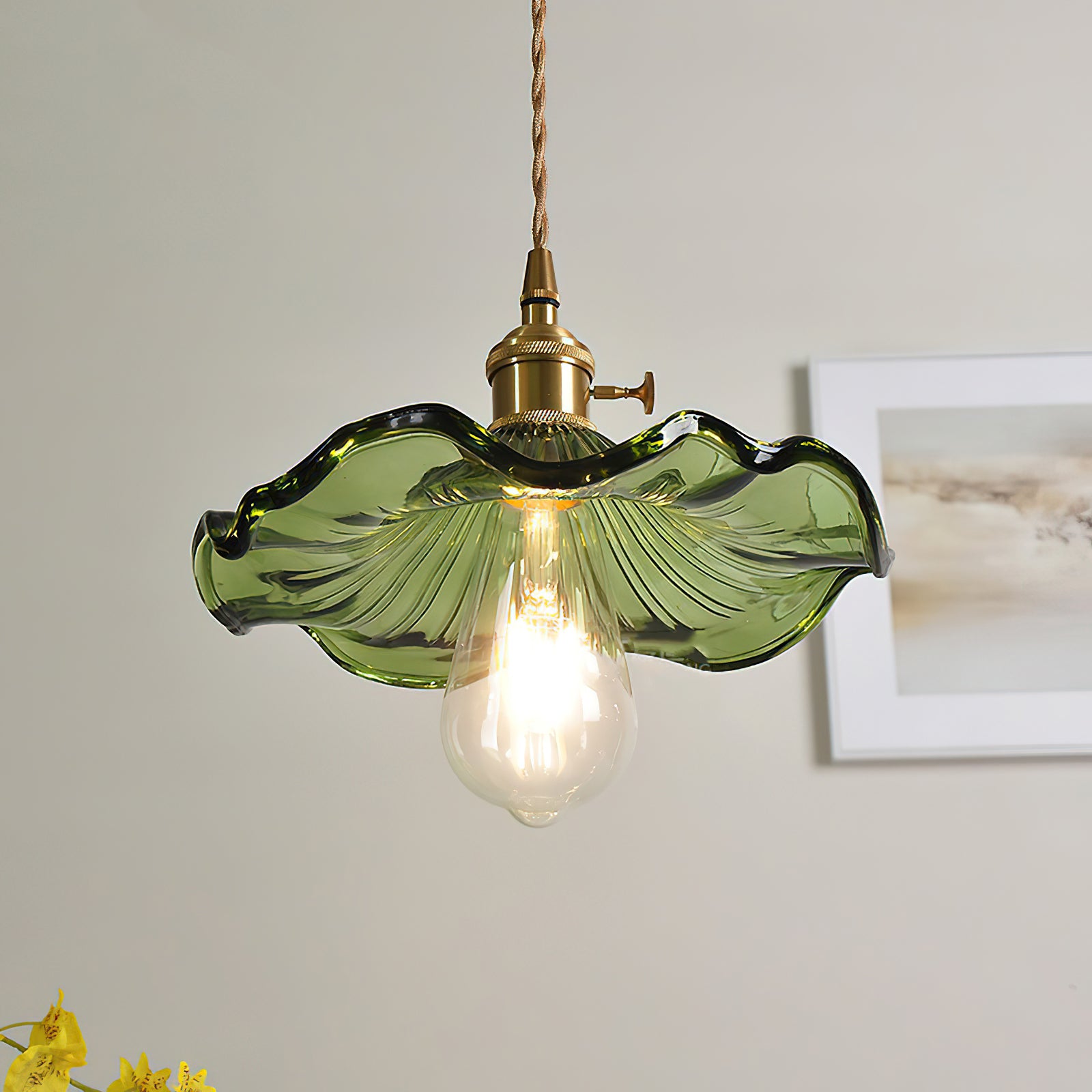Glass Hibiscus Flower Pendant Light - Lumpaz