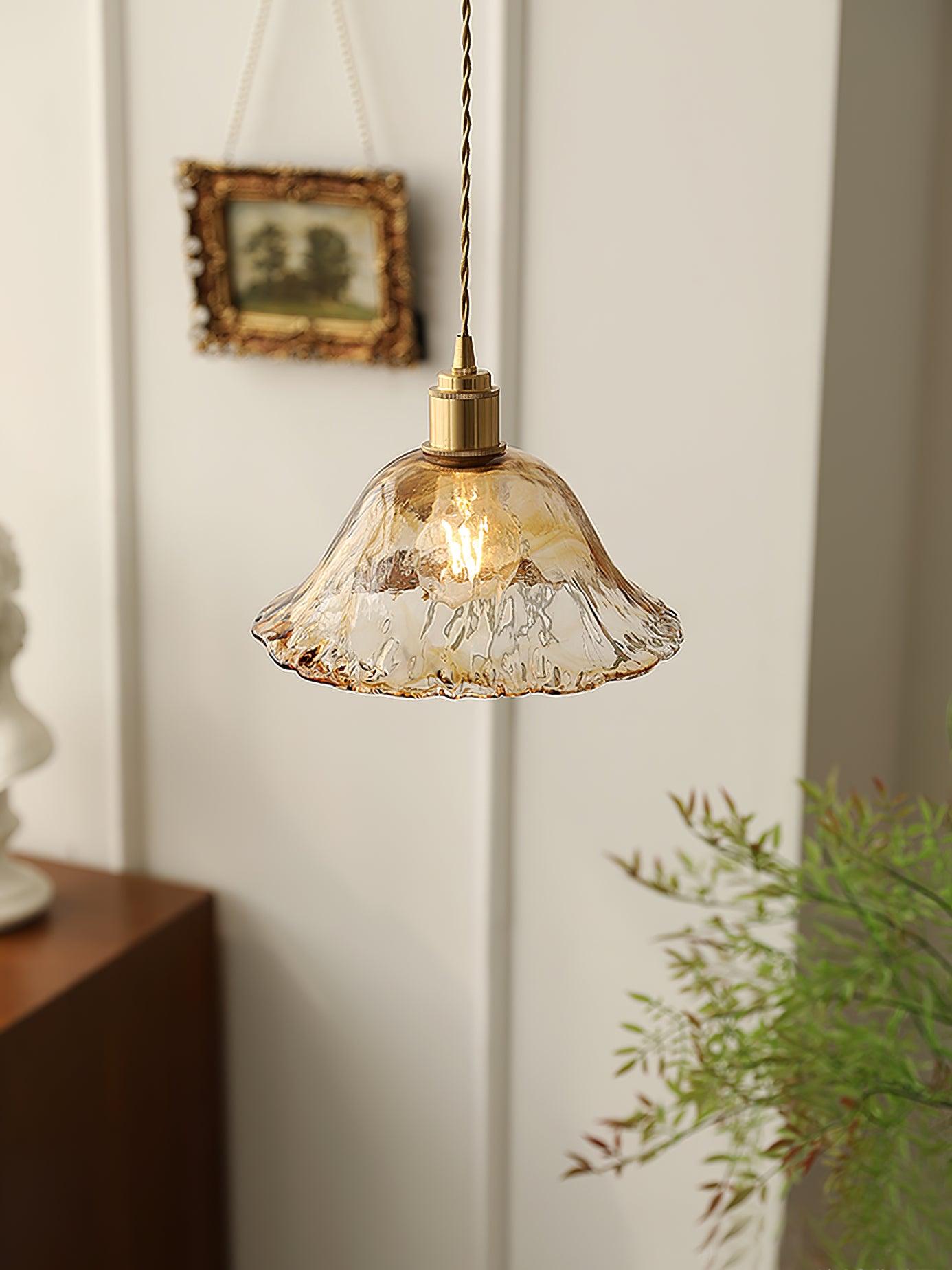 Vintage Brown Glass Pendant Light - Lumpaz