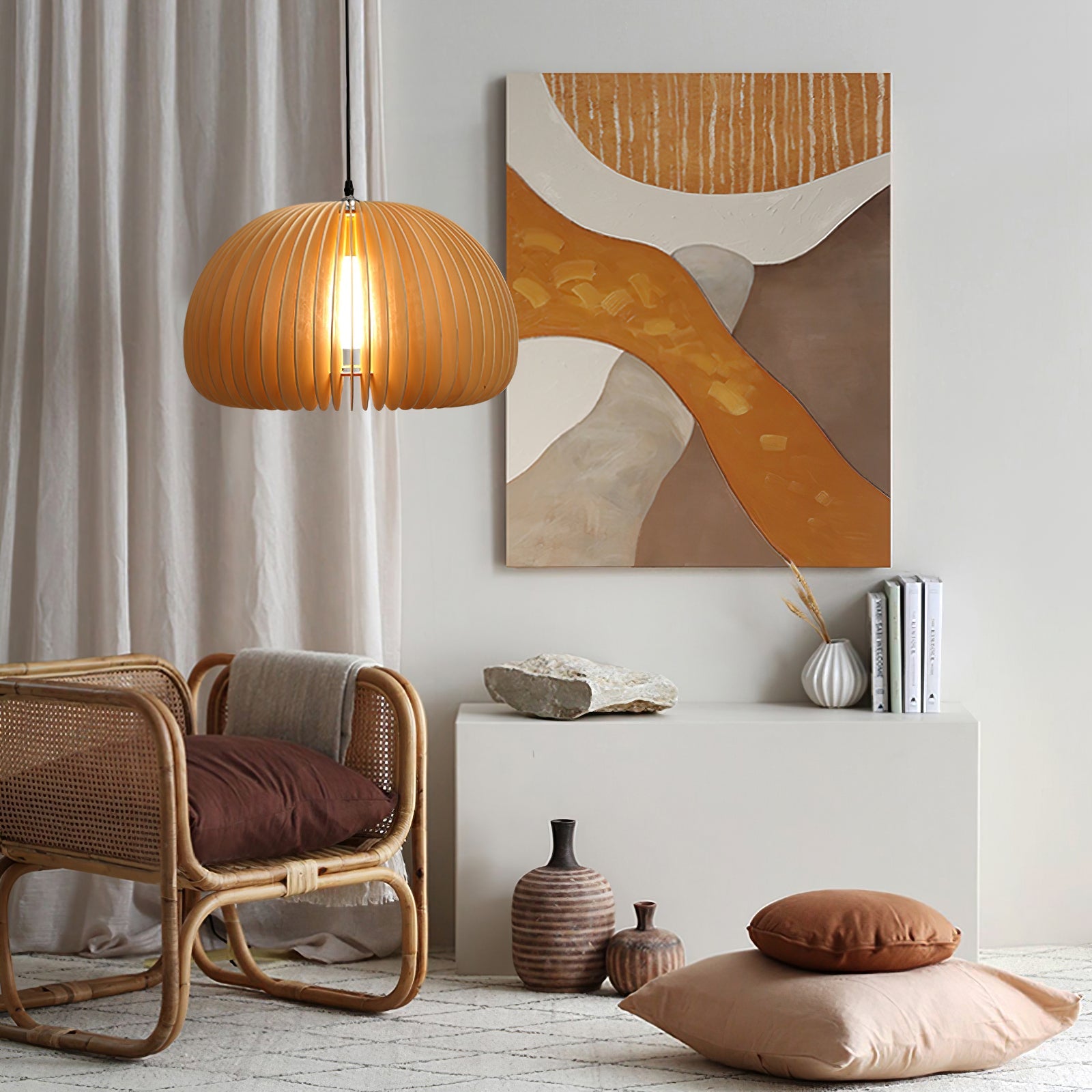 Wooden Pumpkin Pendant Lamp - Lumpaz
