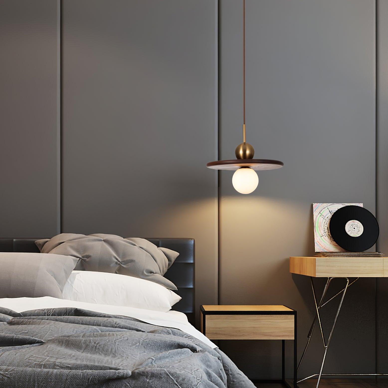 Flying Saucer Walnut Pendant Lamp - Lumpaz