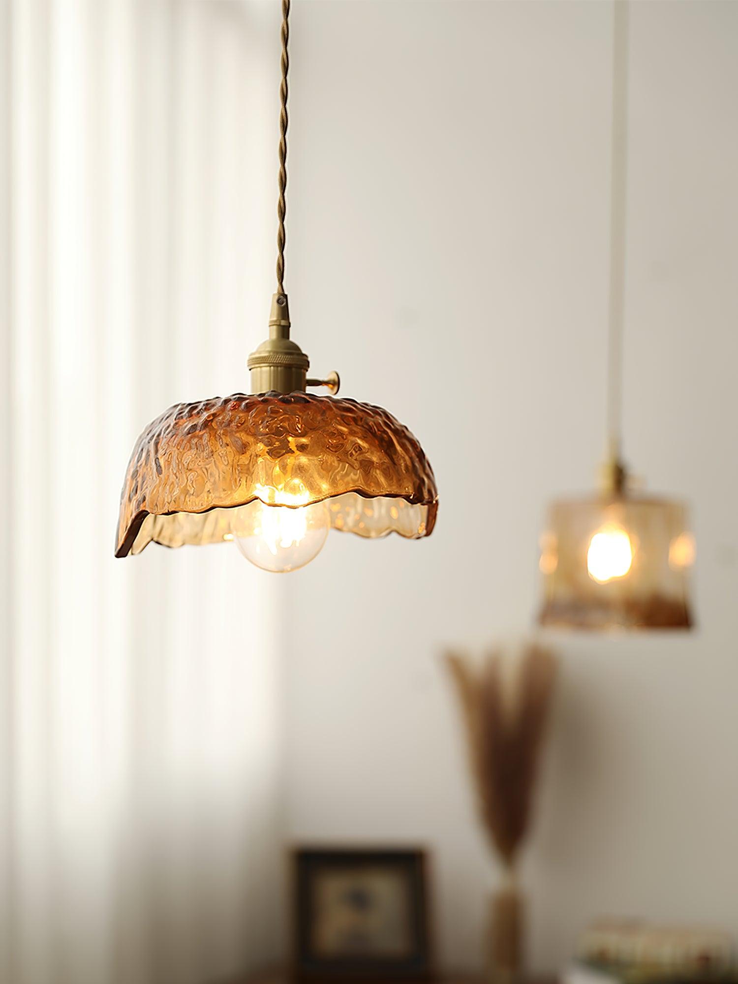 Vintage Brown Glass Pendant Light - Lumpaz
