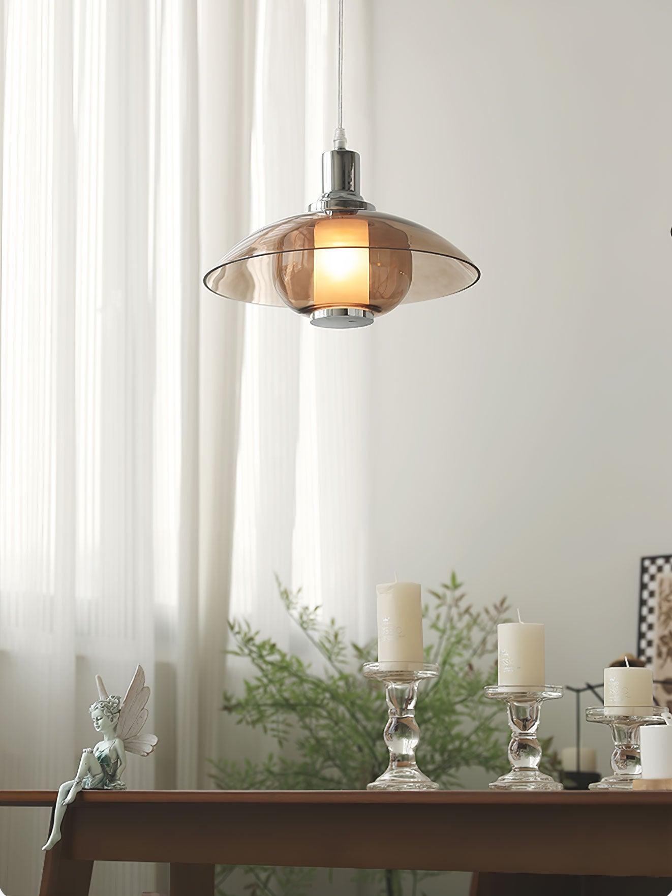 Flying Saucer Chrome Pendant Light - Lumpaz