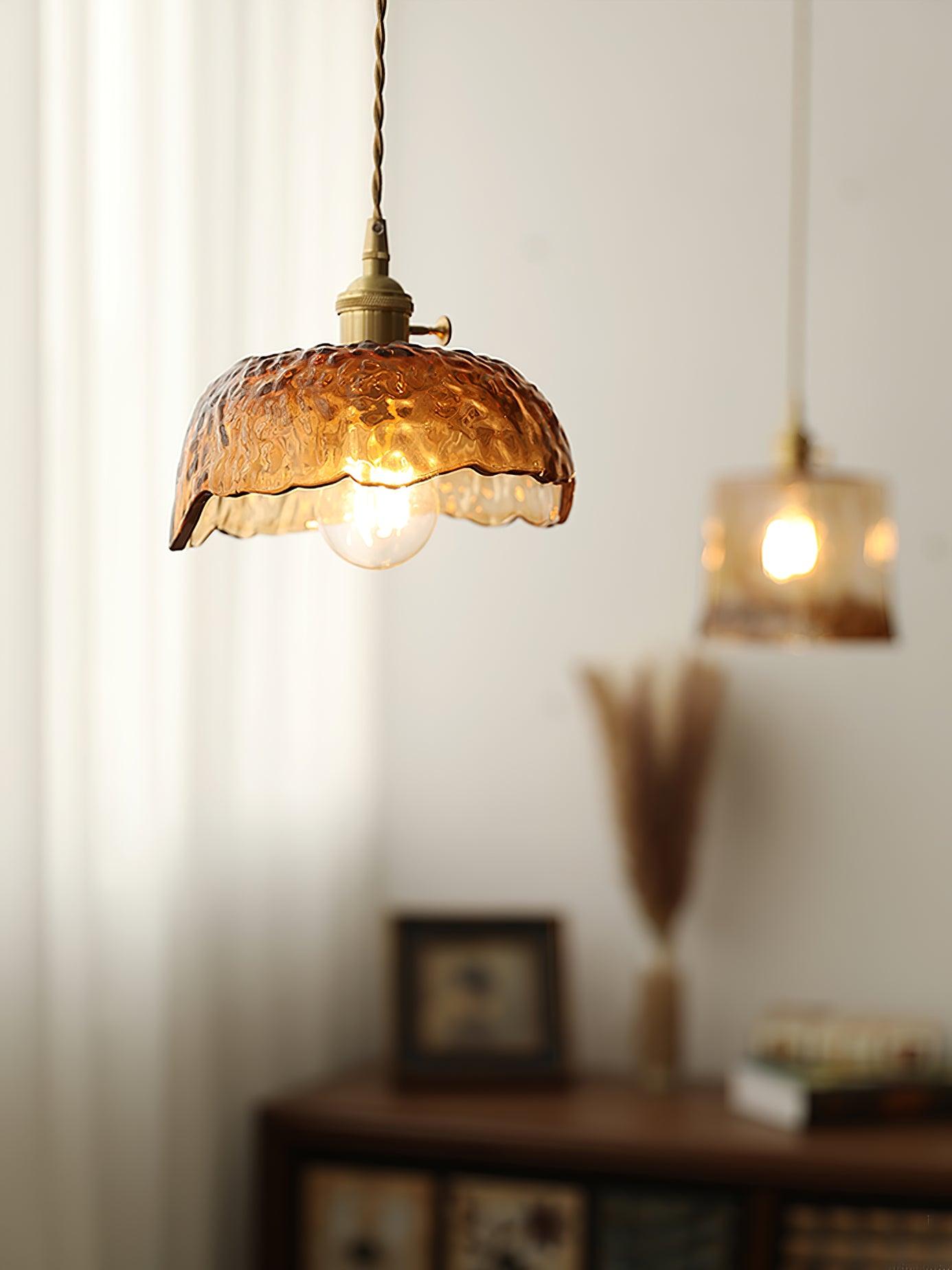 Vintage Brown Glass Pendant Light - Lumpaz