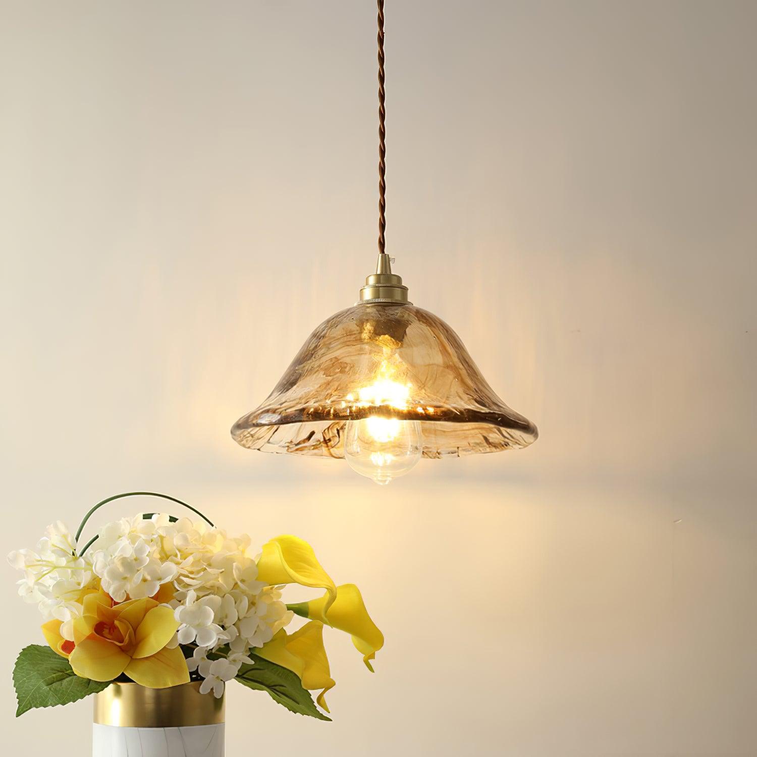 Vintage Brown Glass Pendant Light - Lumpaz