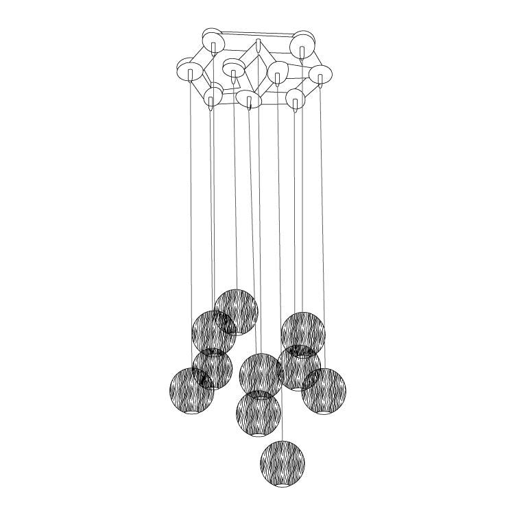 Wooden Orb Sphere Cluster Pendant Light - Lumpaz