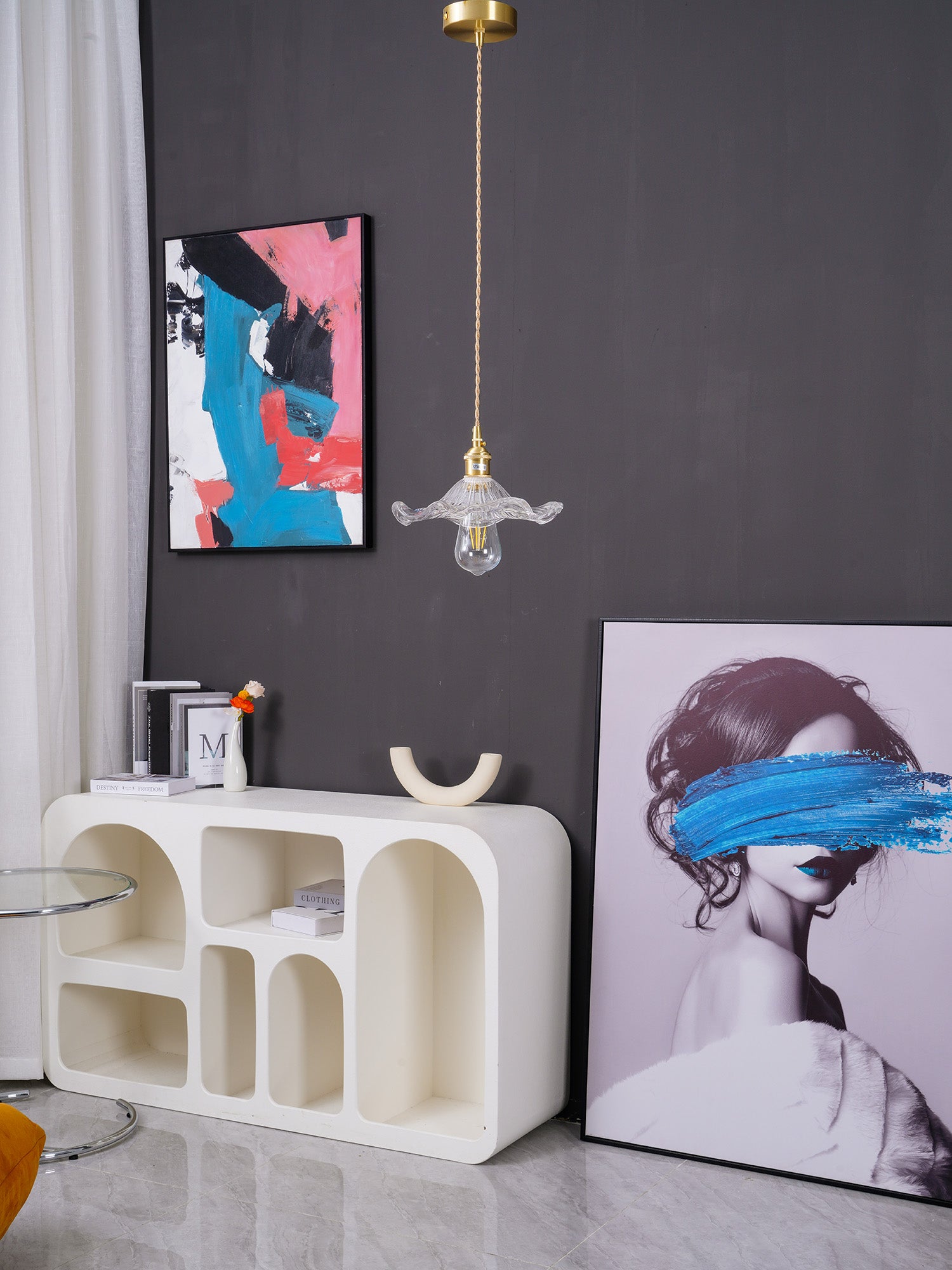 Glass Hibiscus Flower Pendant Light - Lumpaz