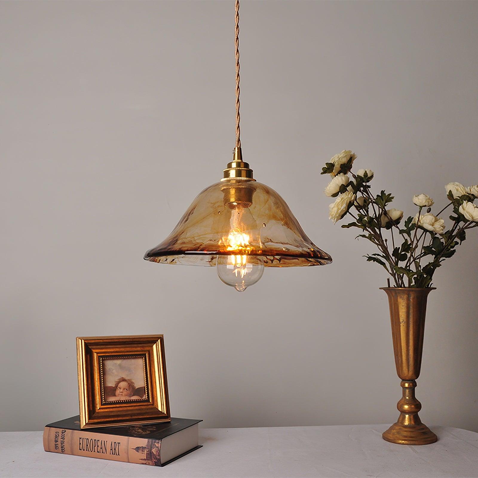 Vintage Brown Glass Pendant Light - Lumpaz