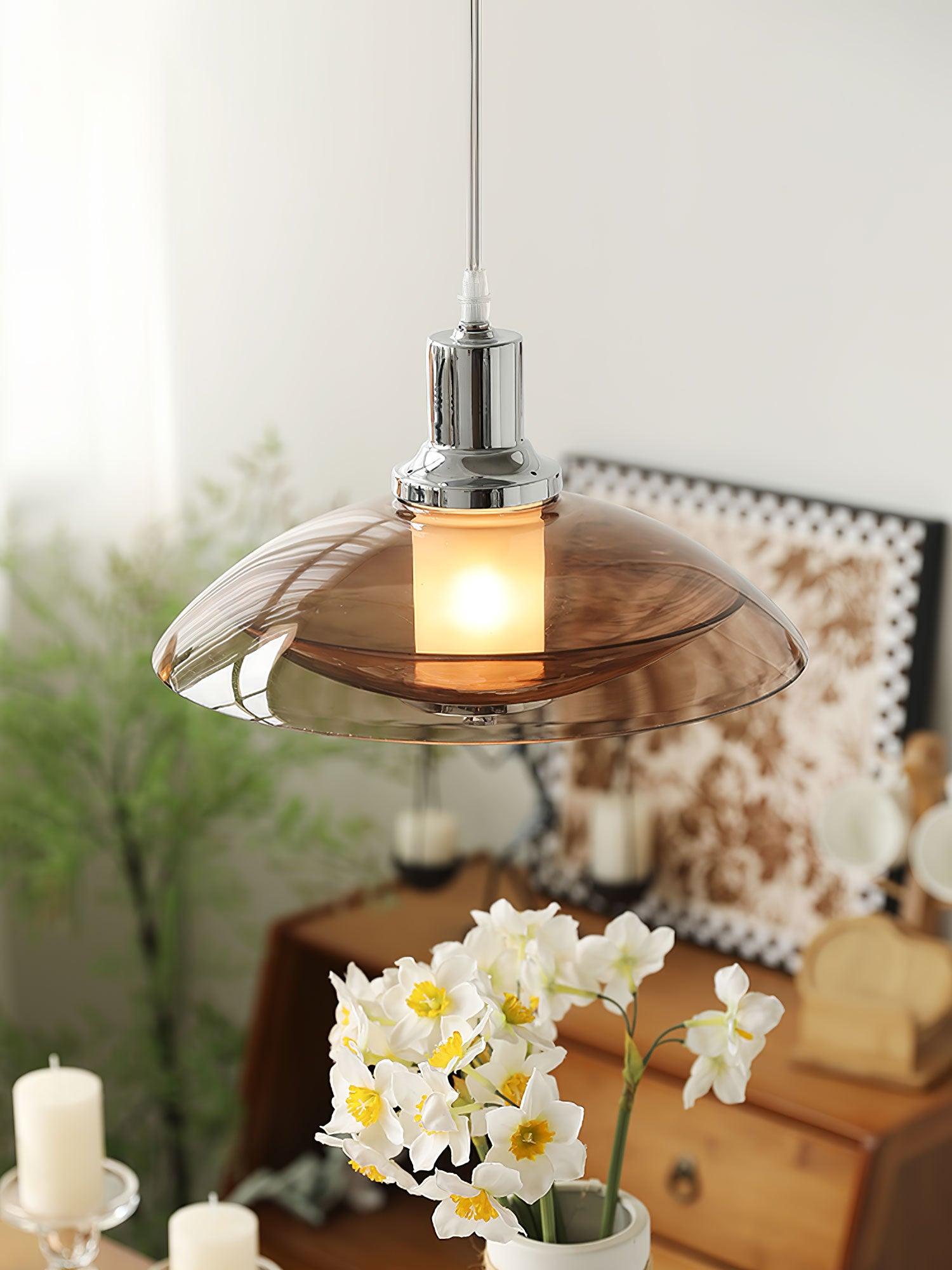 Flying Saucer Chrome Pendant Light - Lumpaz